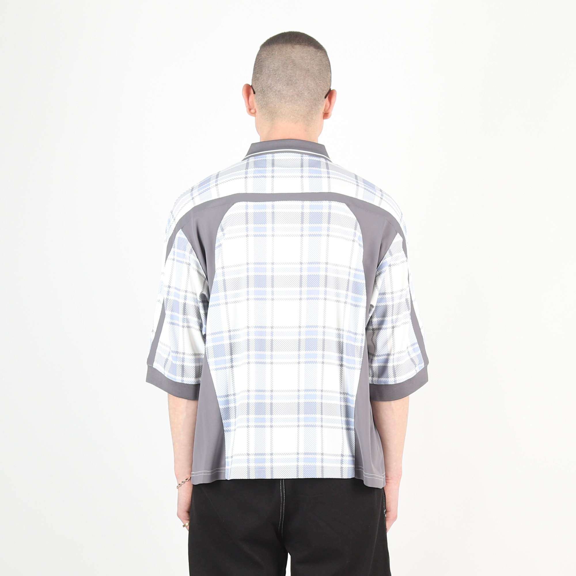 Paneled 3/4 Sleeve Polo - Ice product photo