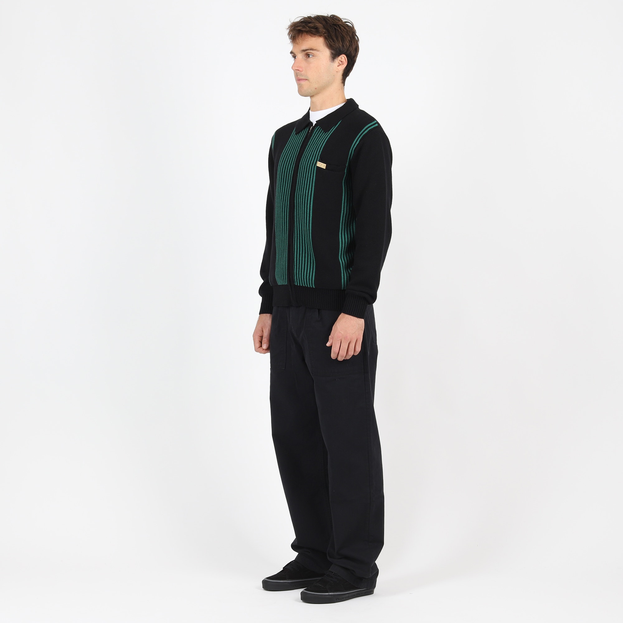 Zip Polo Sweater - Black/Green product photo