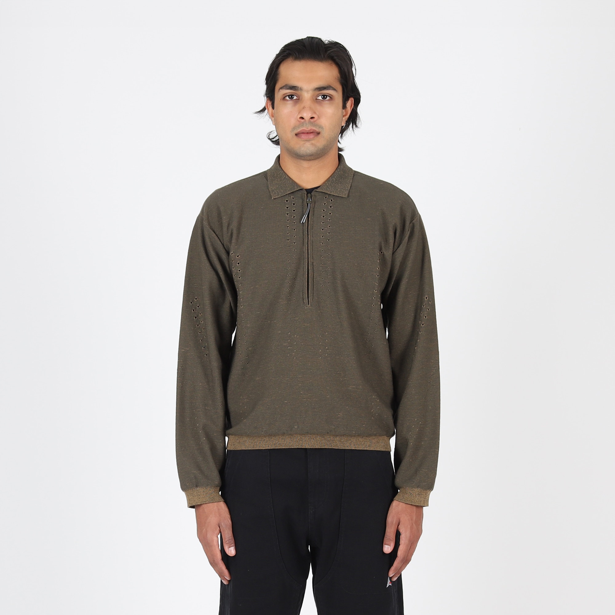 Merino Polo - Military Green product photo