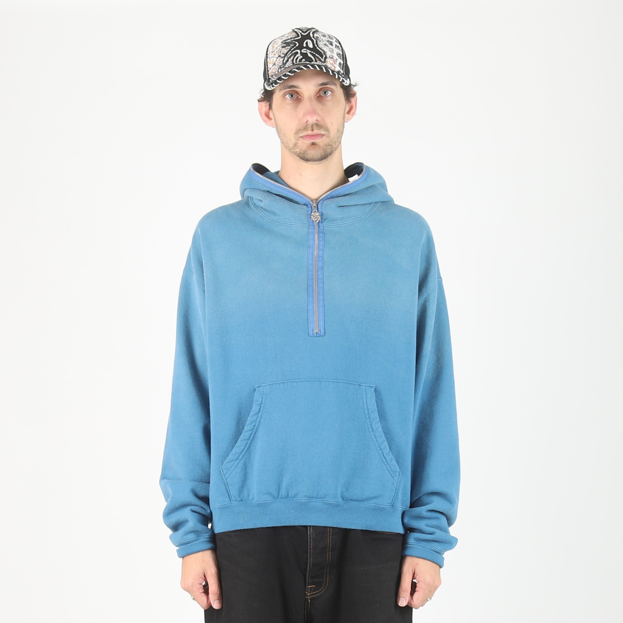 Shiny Finesse Pup 1/4 Zip Pullover - Washed Blue product photo