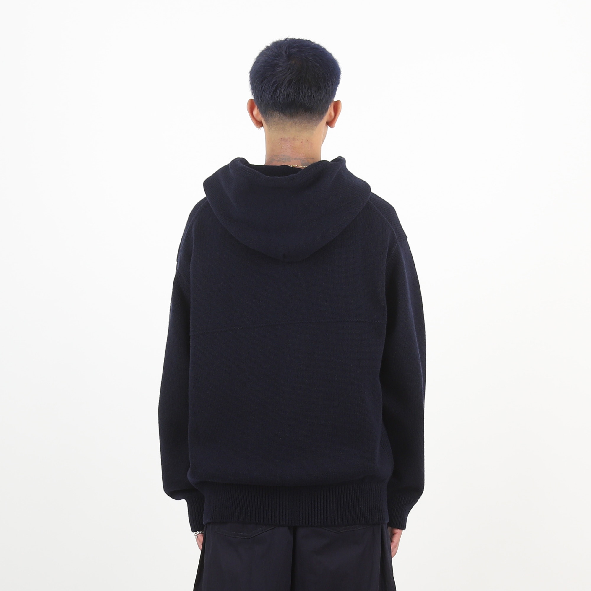Lamb Wool Jersey Hoodie - Navy product photo