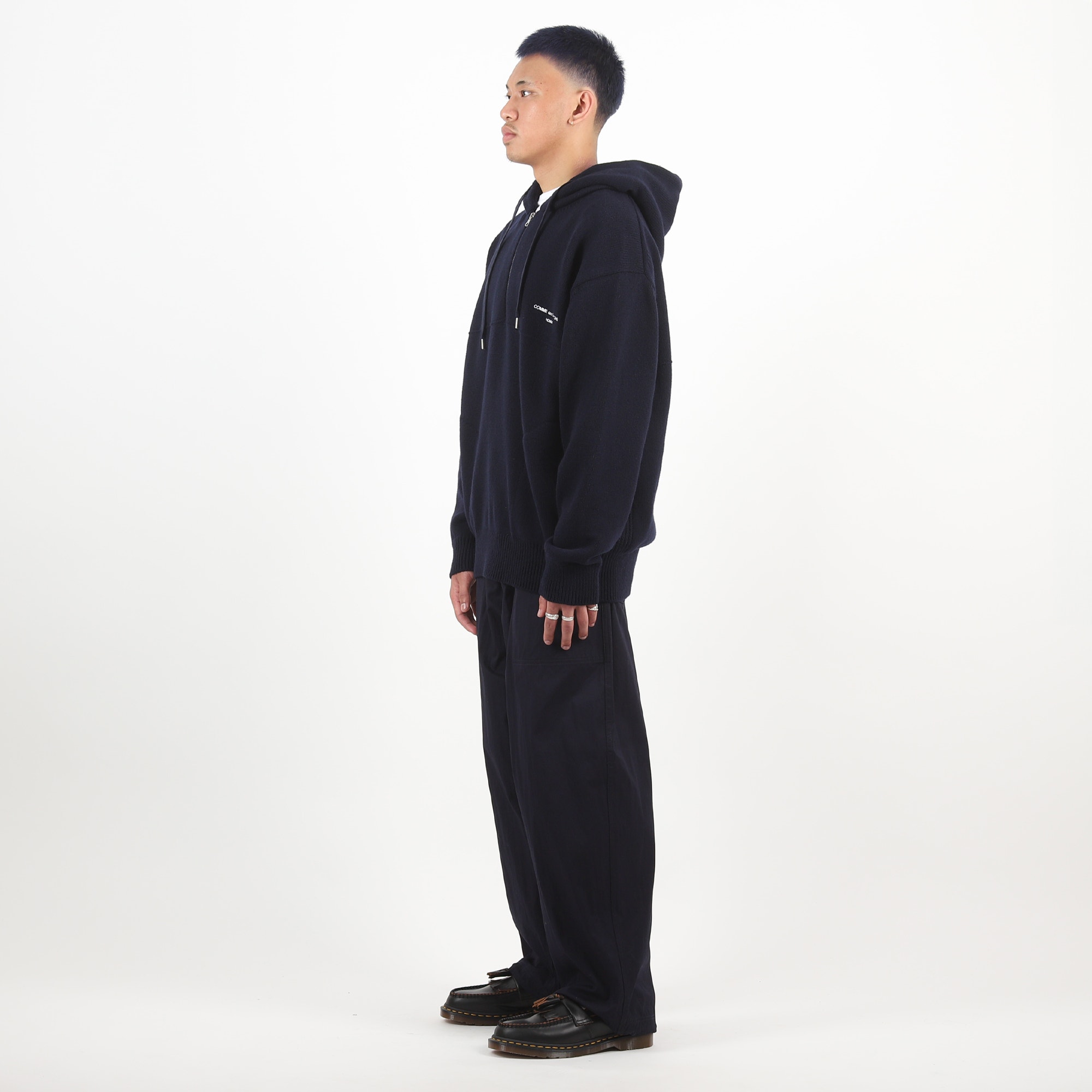 Lamb Wool Jersey Hoodie - Navy product photo