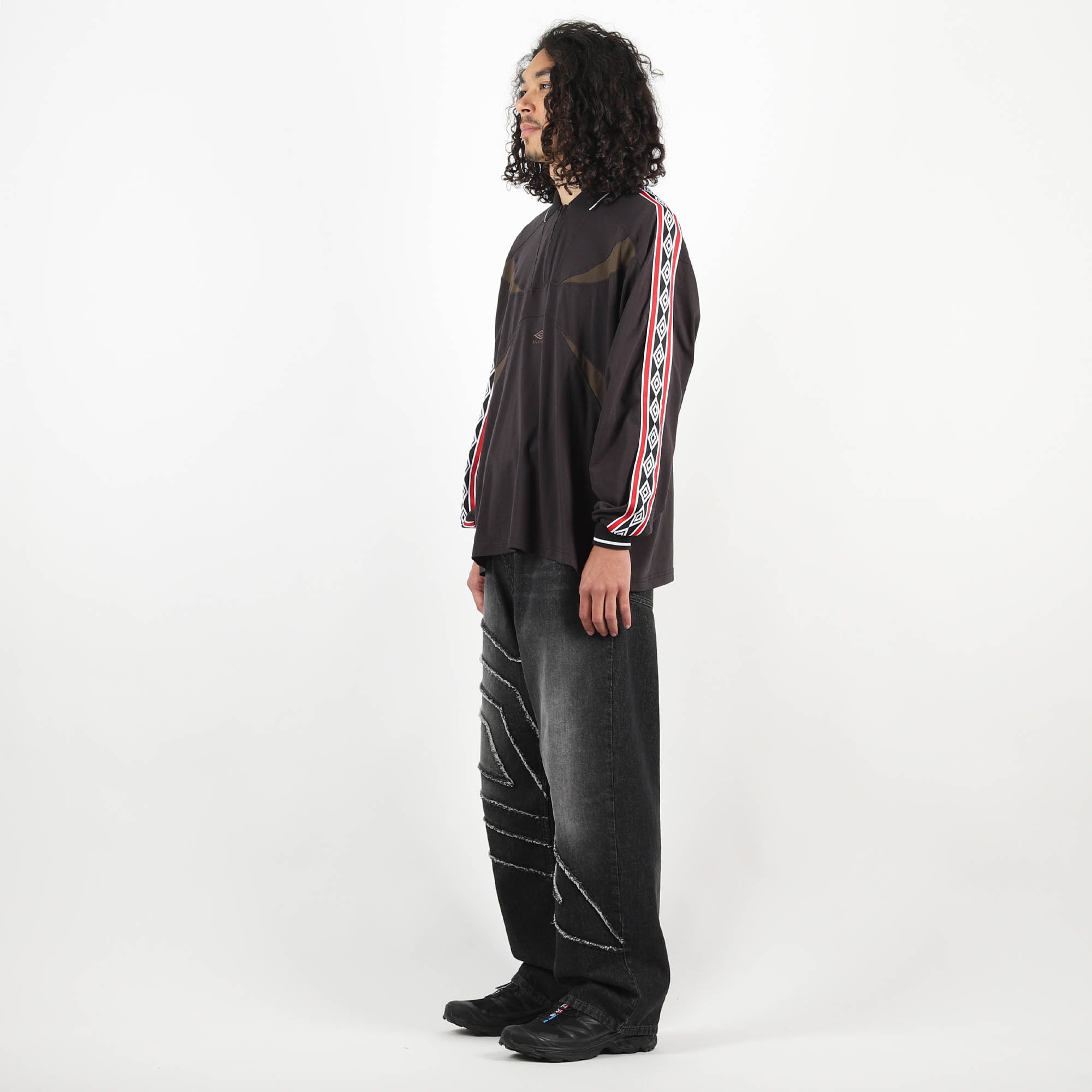 Taped Polo Washed T-Shirt - Black product photo