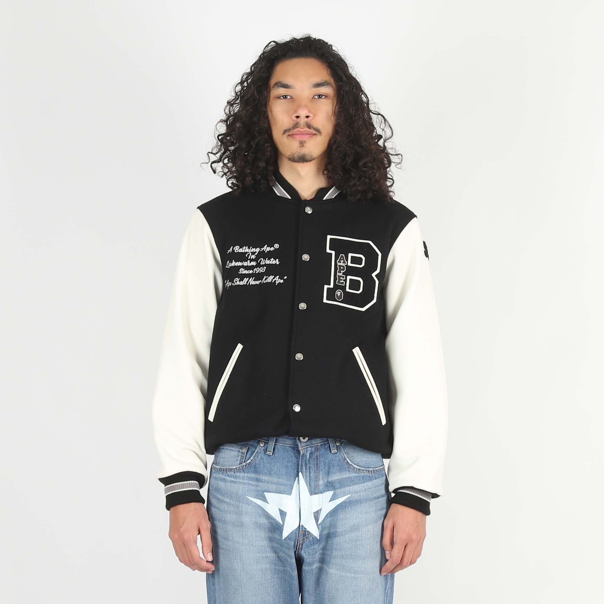 Embroidery Varsity Jacket - Black product photo