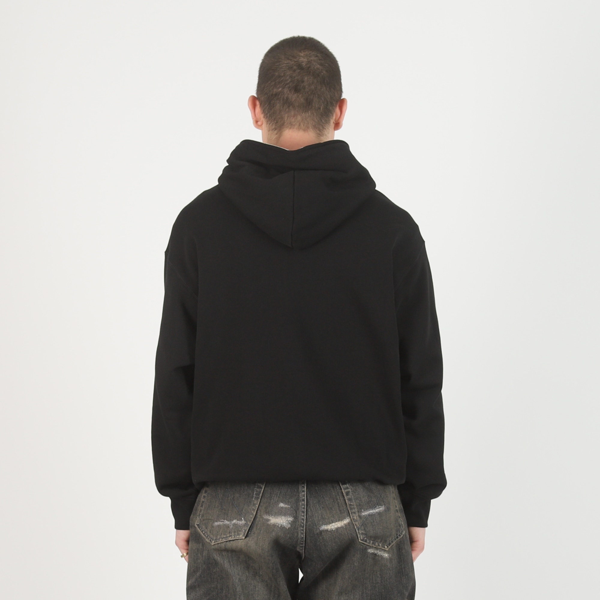 One Point Relaxed Fit Zip Hoodie - Black product photo