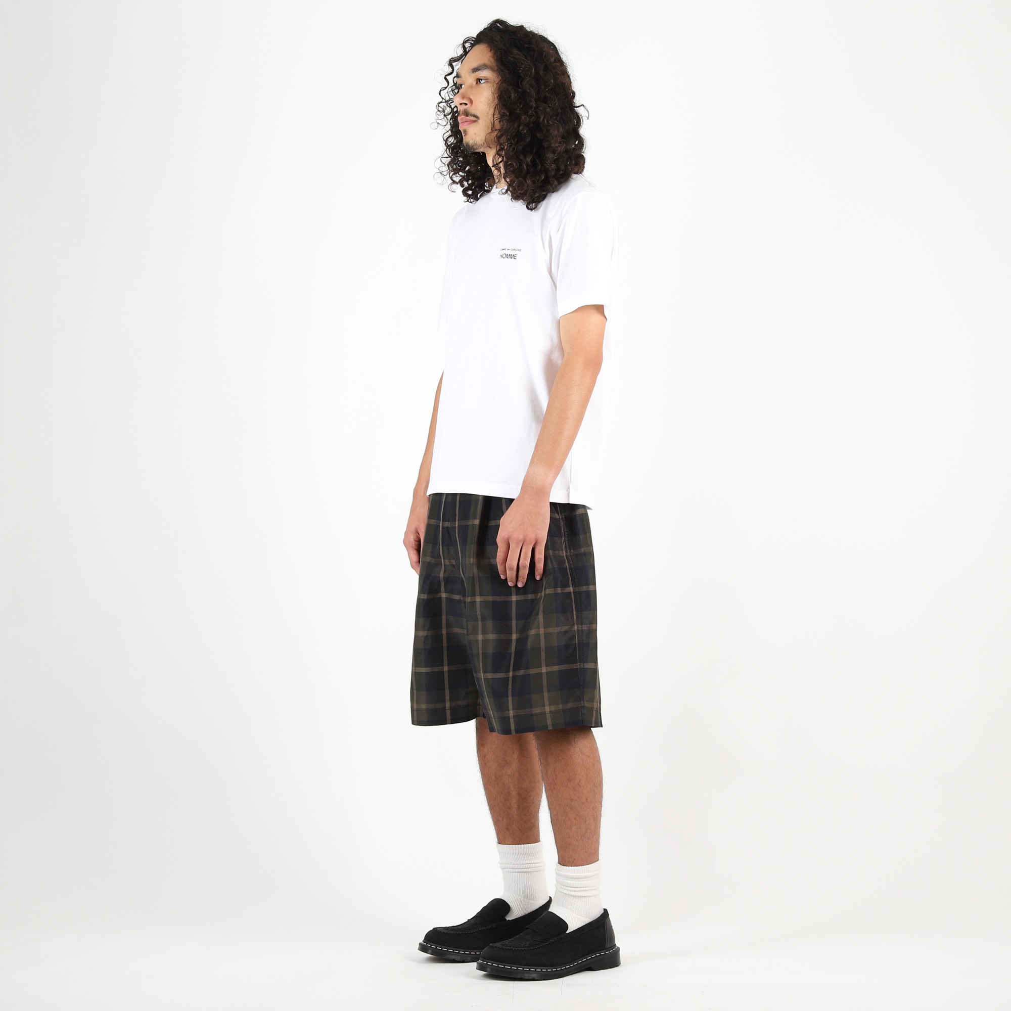 Polyester Linen Weather Check Shorts - Khaki product photo