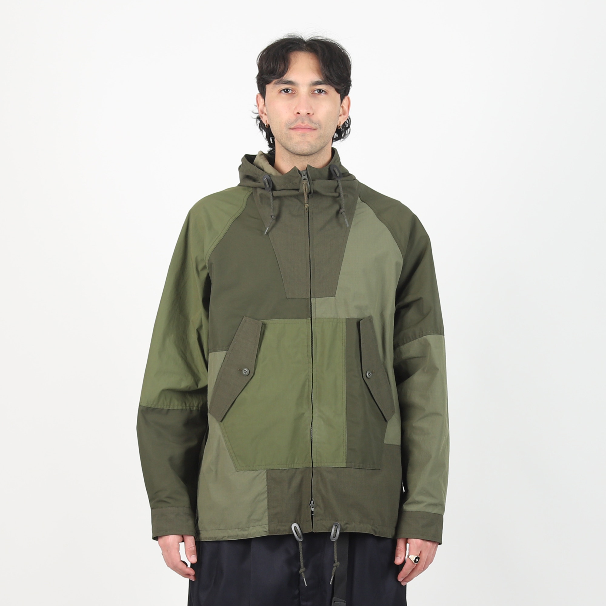 Cotton Nylon Multi Fabrics Jacket - Khaki product photo