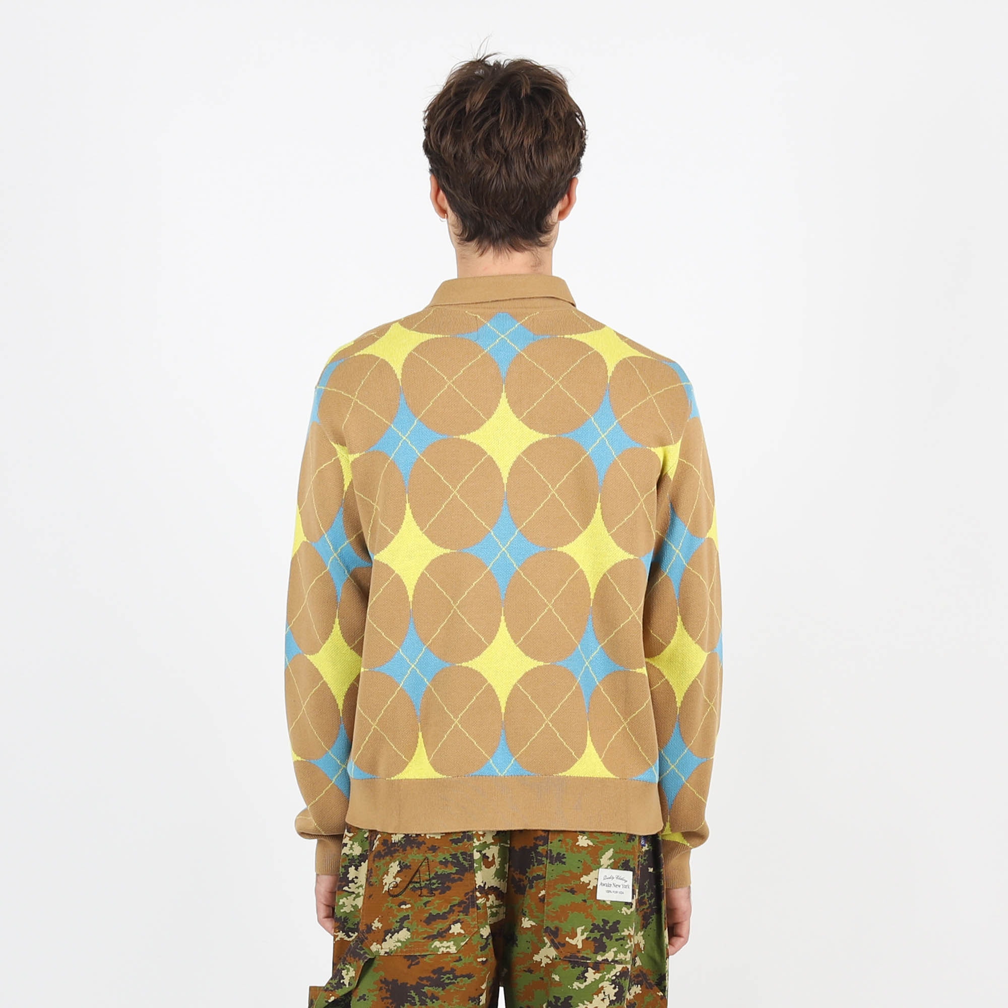 Argyle Knit Cardigan - Brown product photo