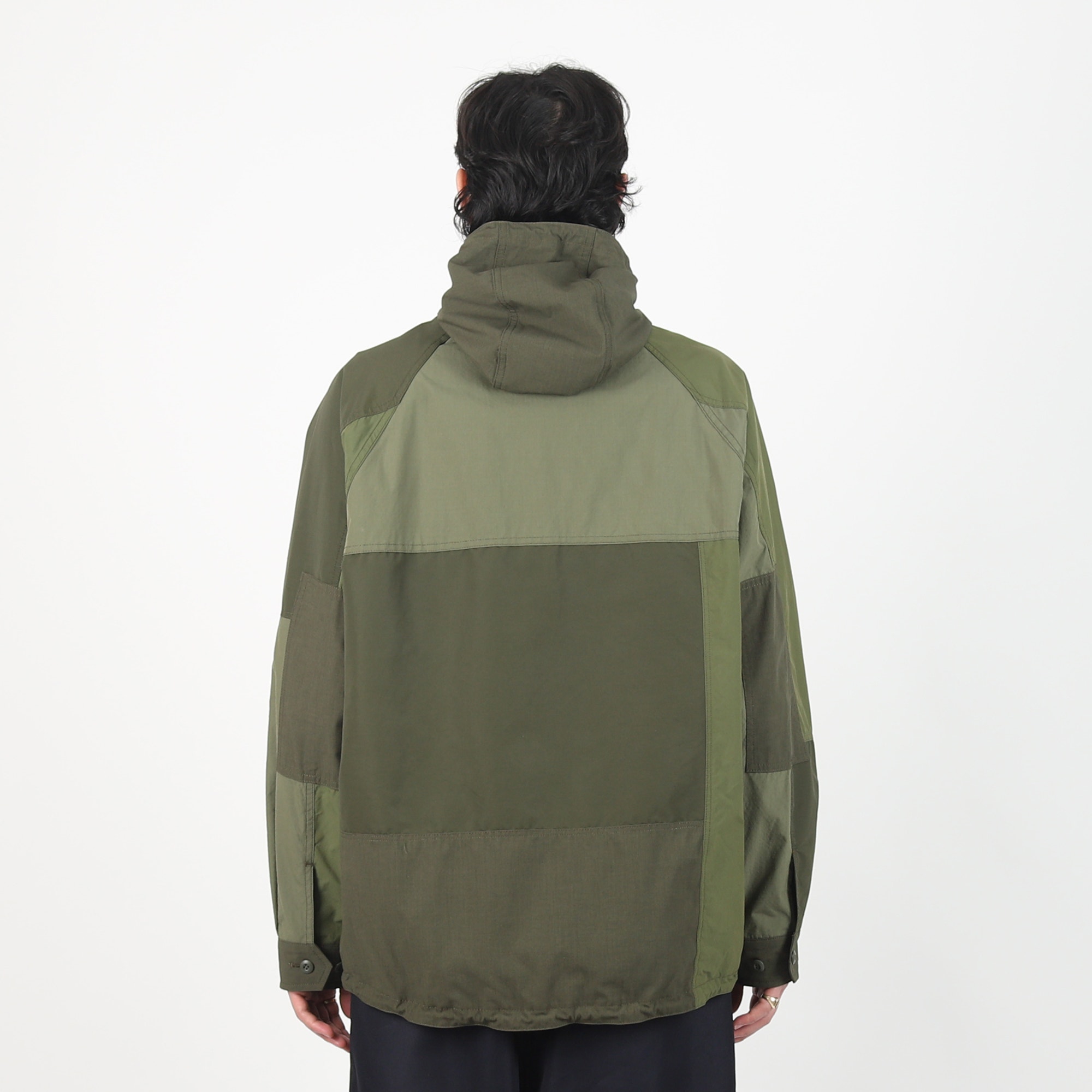 Cotton Nylon Multi Fabrics Jacket - Khaki product photo