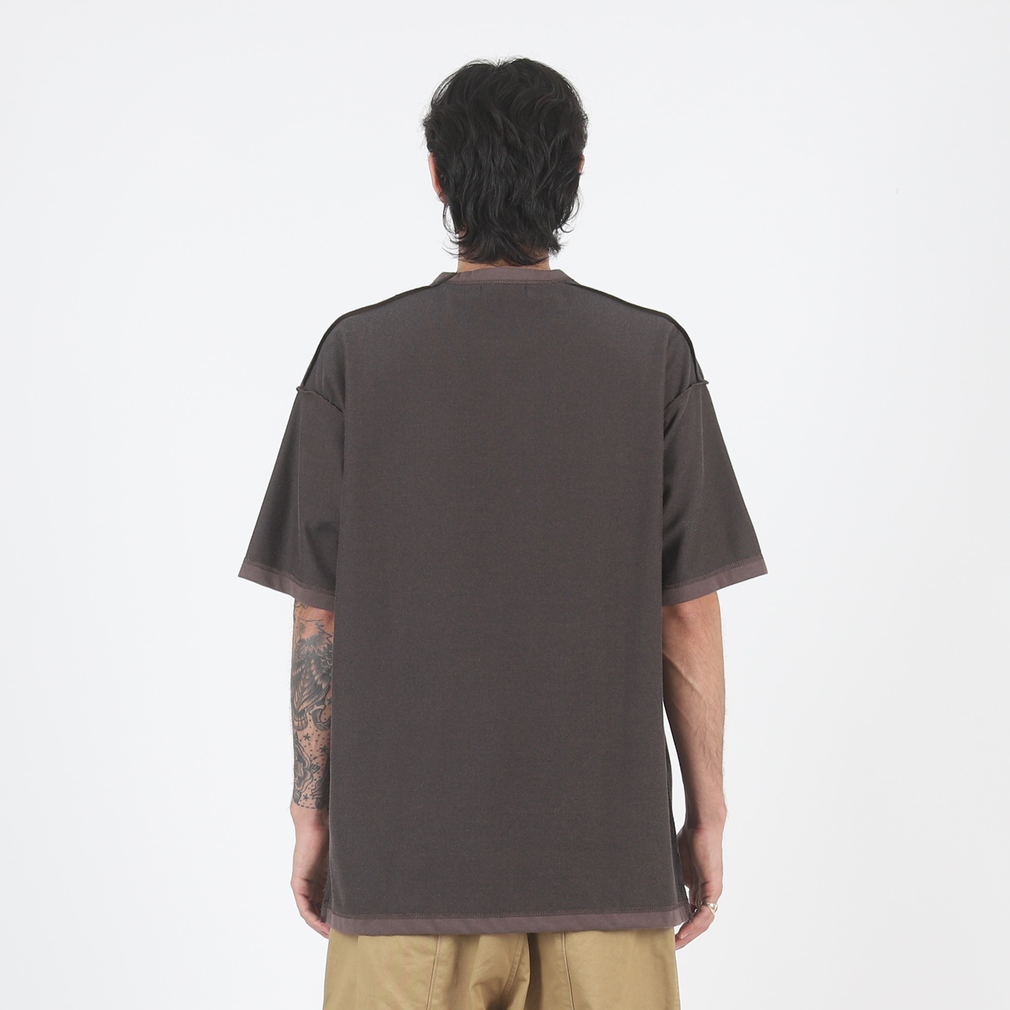 Cotton Polyester Double-Faced T-Shirt - Brown product photo