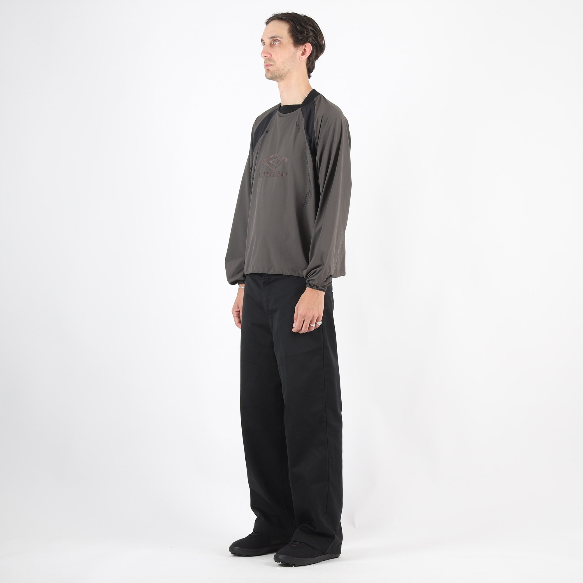 Lasered Nylon Crewneck - Grey/Black product photo