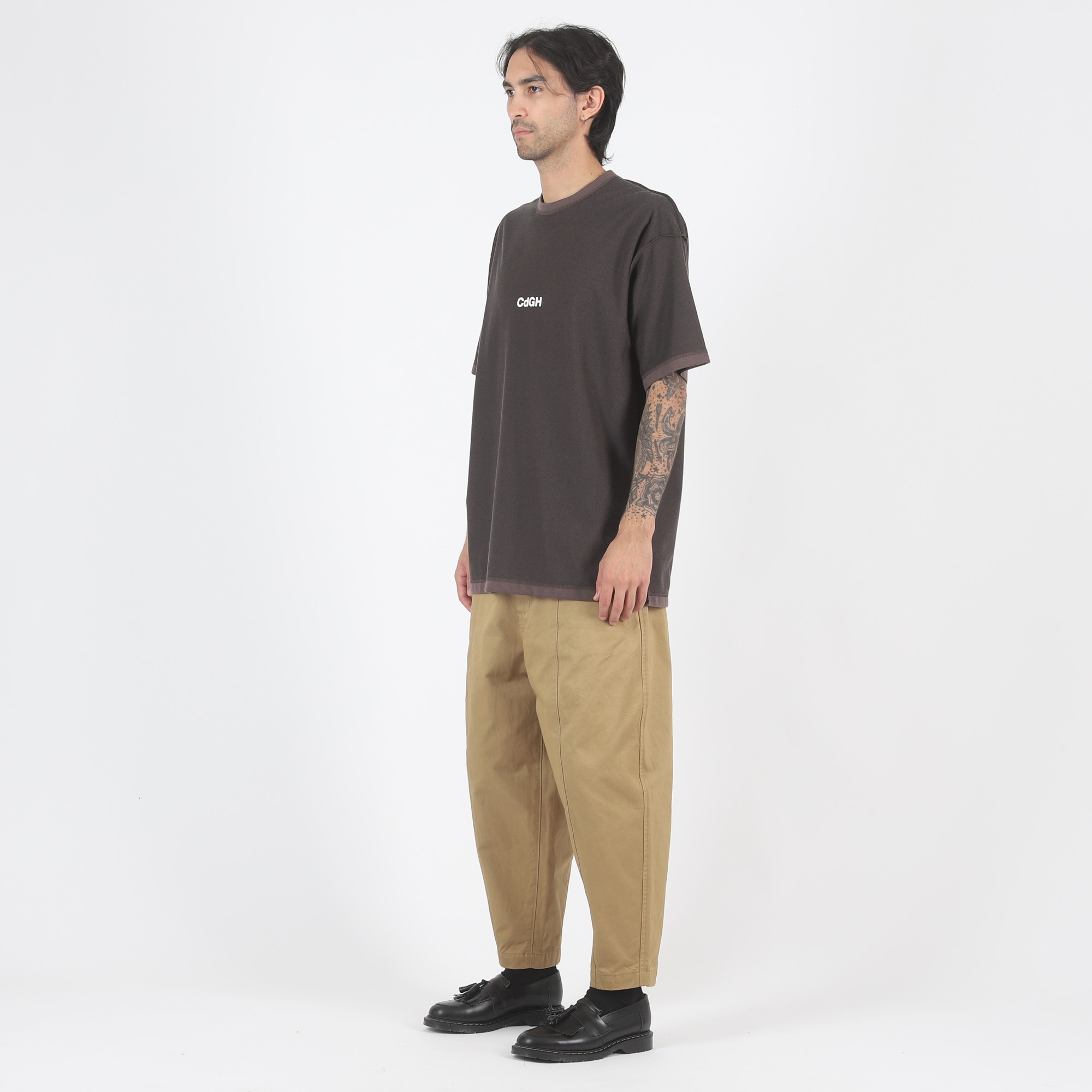 Cotton Polyester Double-Faced T-Shirt - Brown product photo