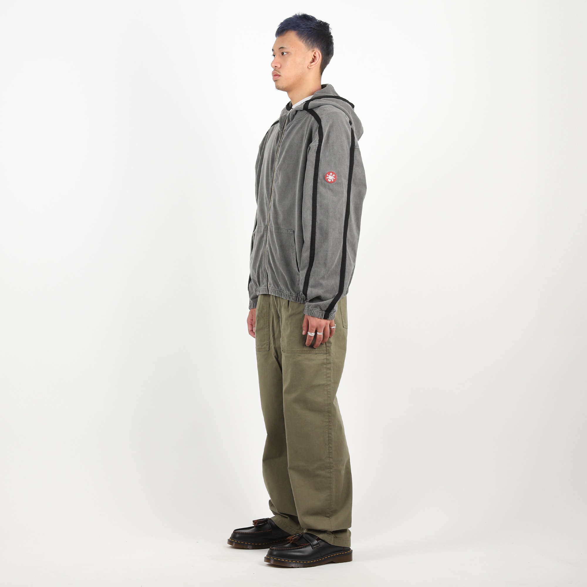 Overdye Taped Light Zip Hoody - Charcoal product photo