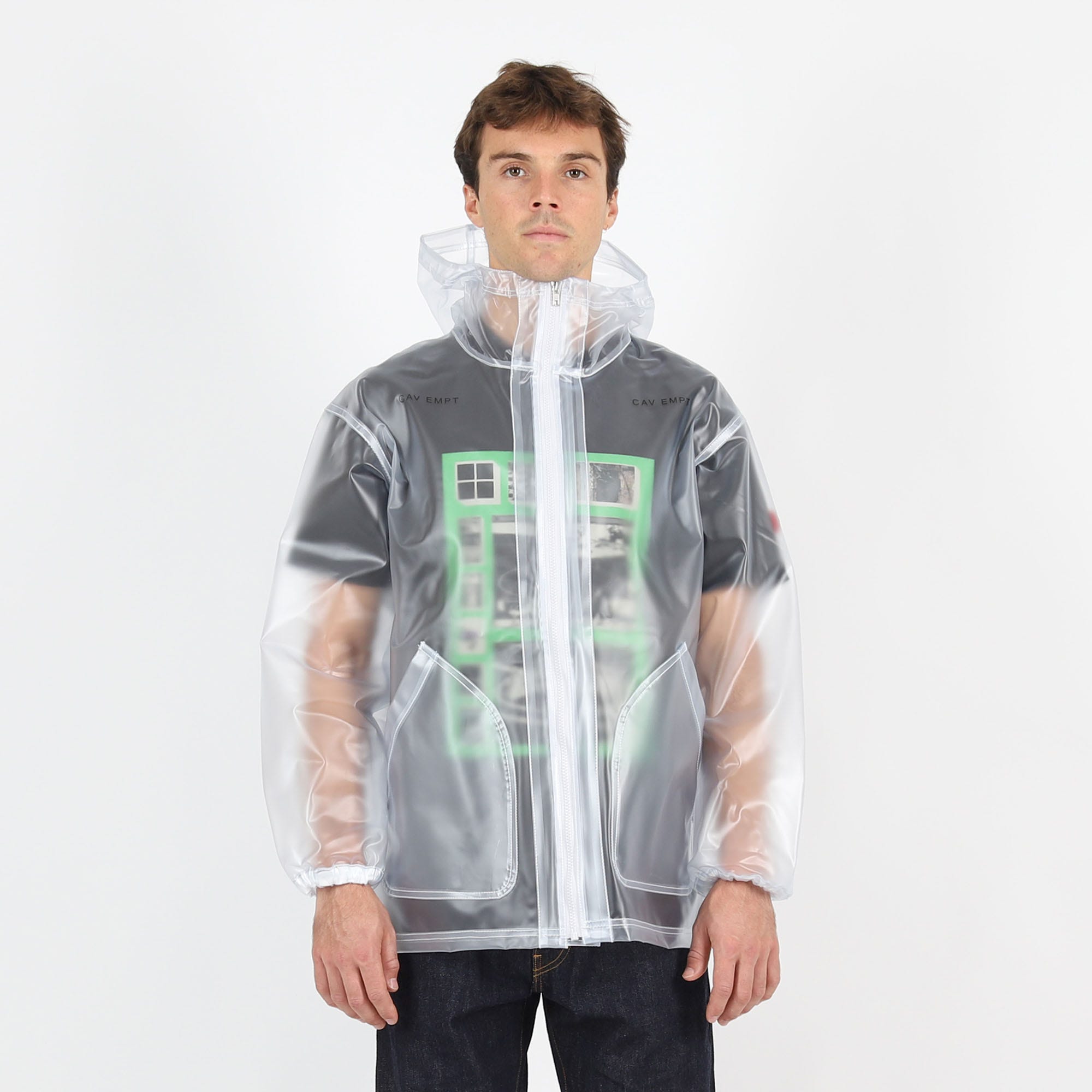 PVC Hood Zip Jacket White