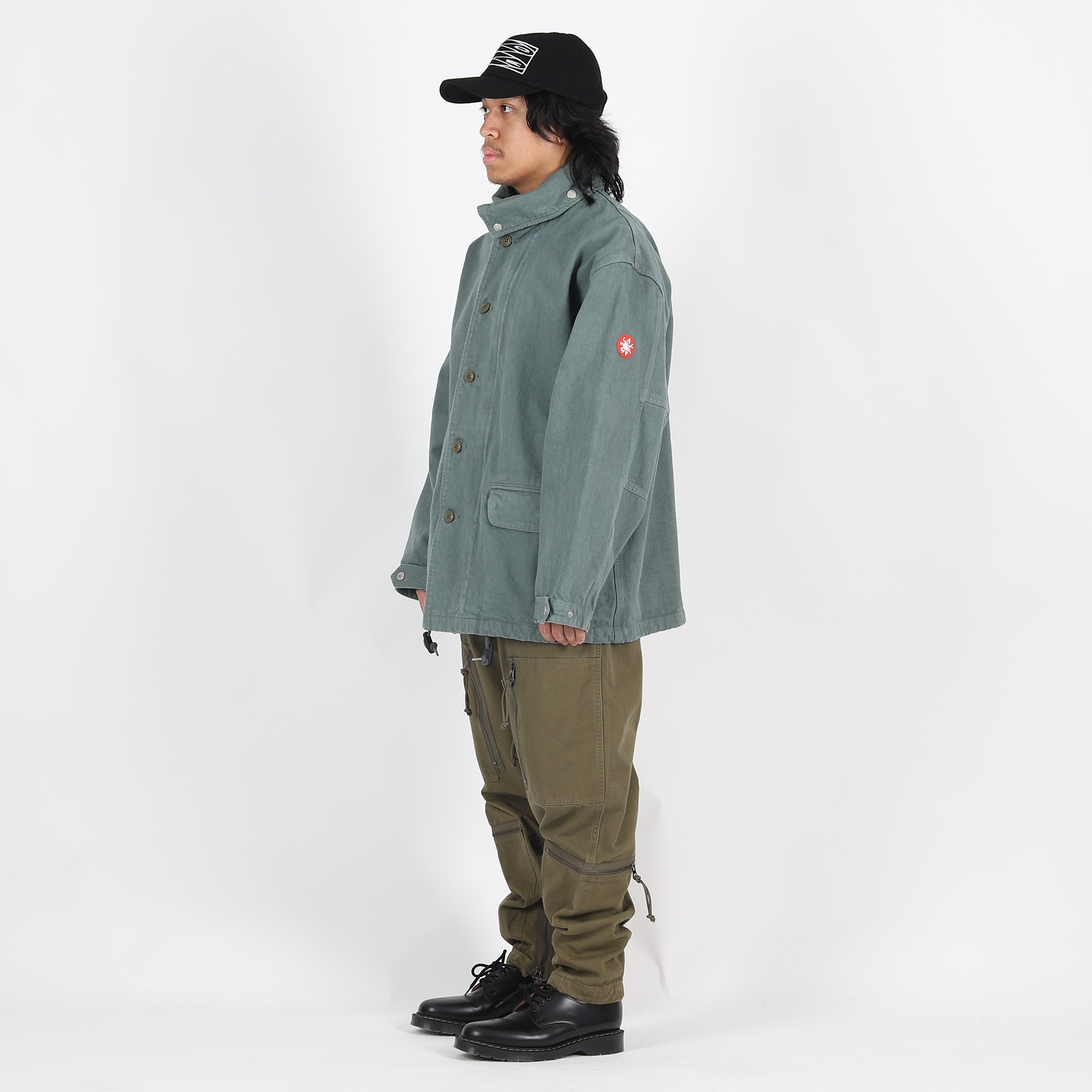 Overdye Fold Collar Coat - Green product photo
