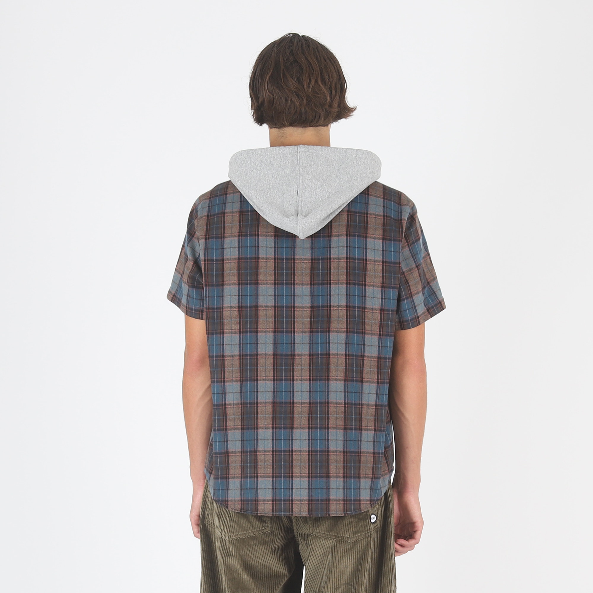 Hooded Baseball Flannel - Blue/Black/Grey product photo