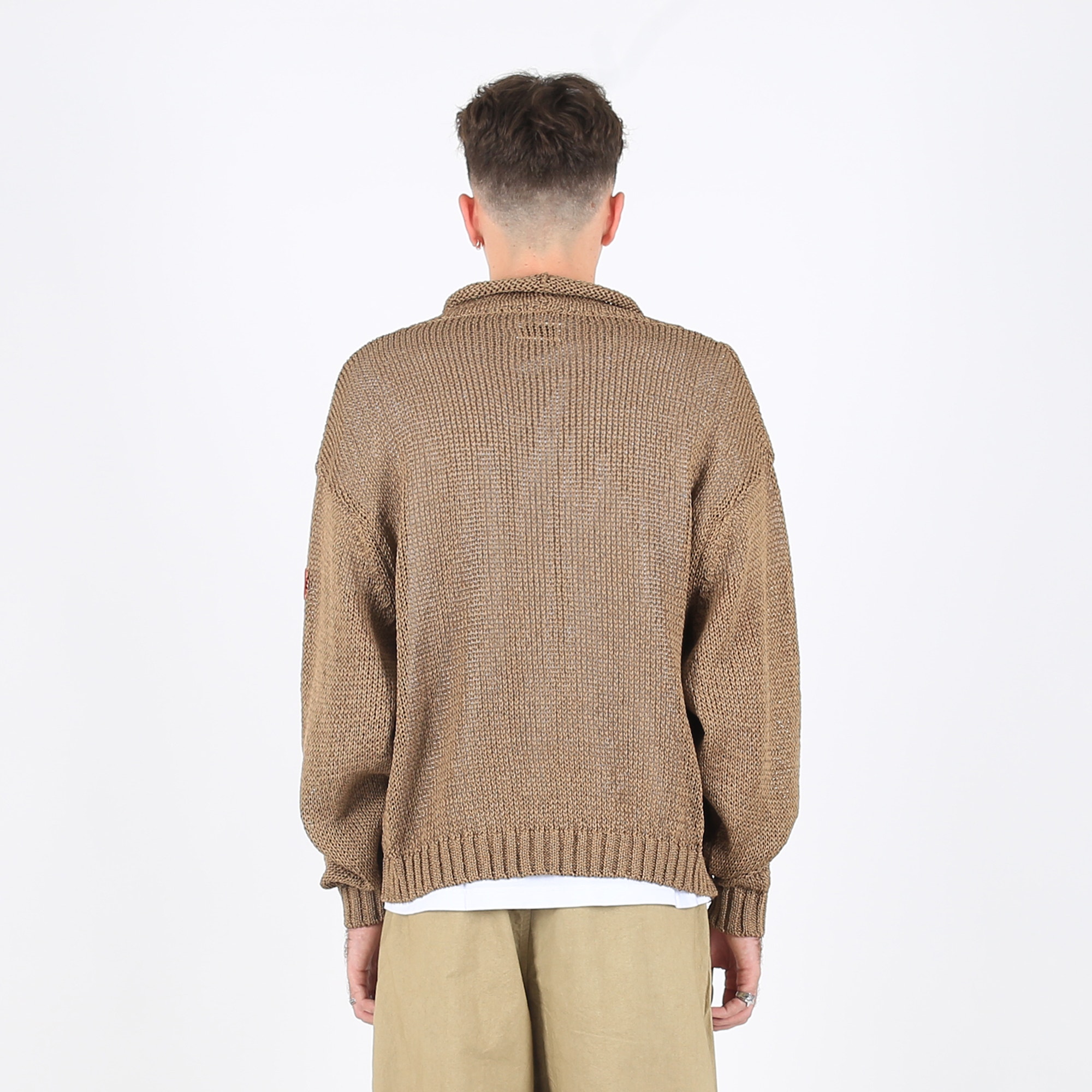 Loose Neck Cotton Knit - Beige product photo