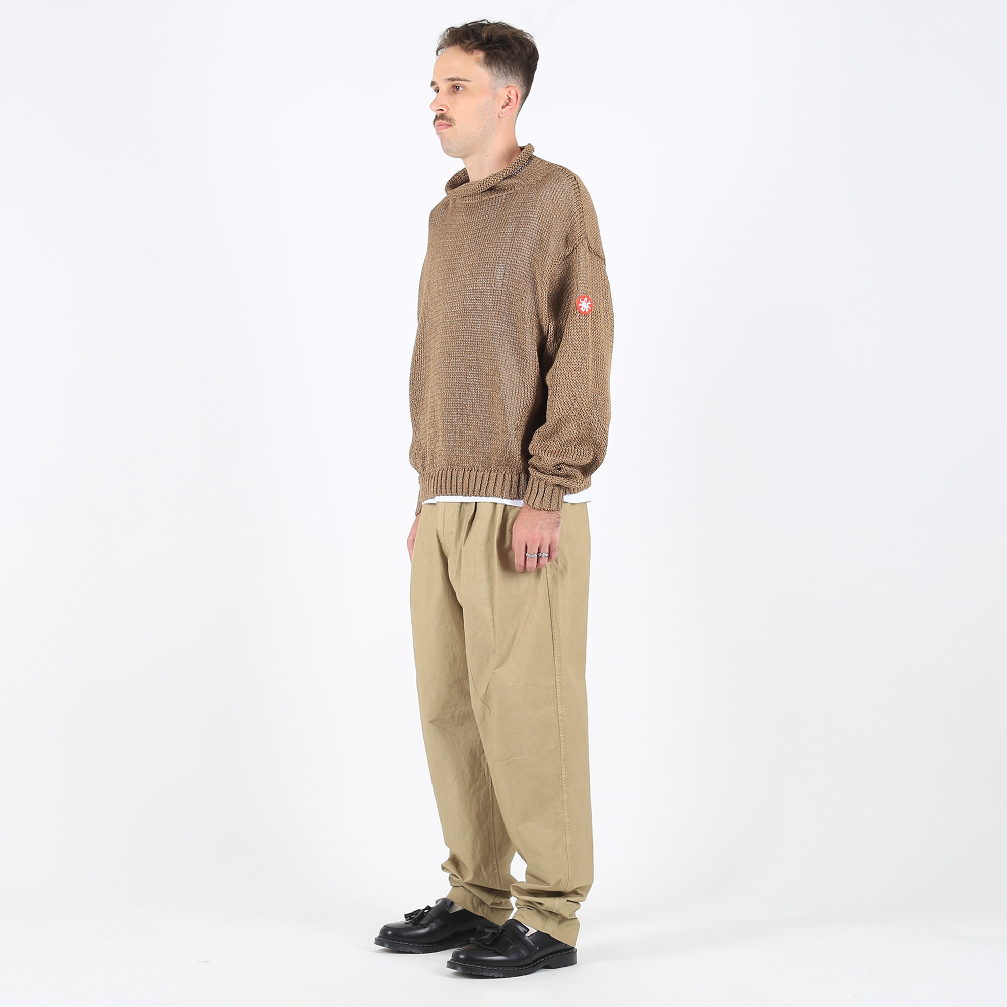 Loose Neck Cotton Knit - Beige product photo