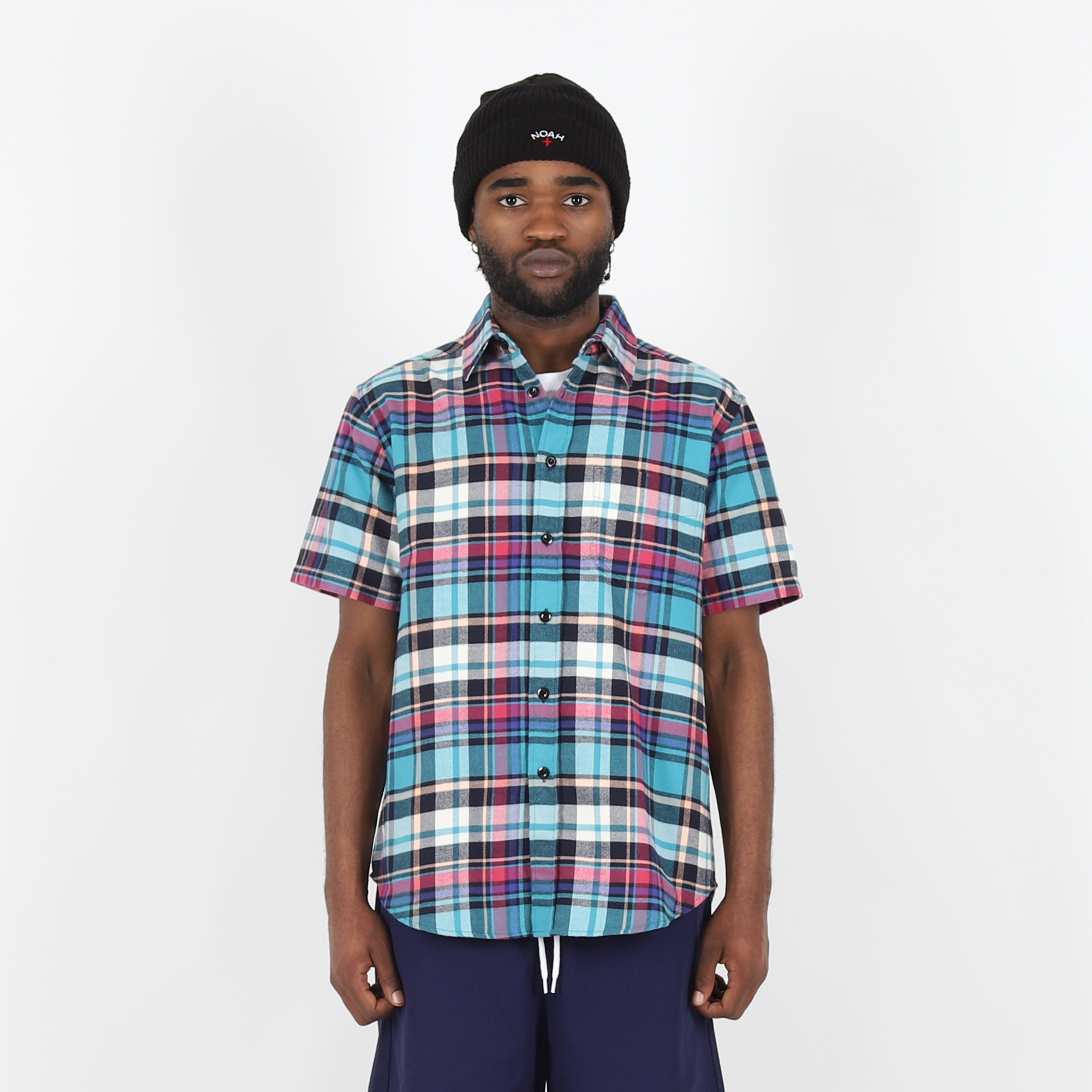 S/S Lightweight Flannel - Blue Plaid product photo