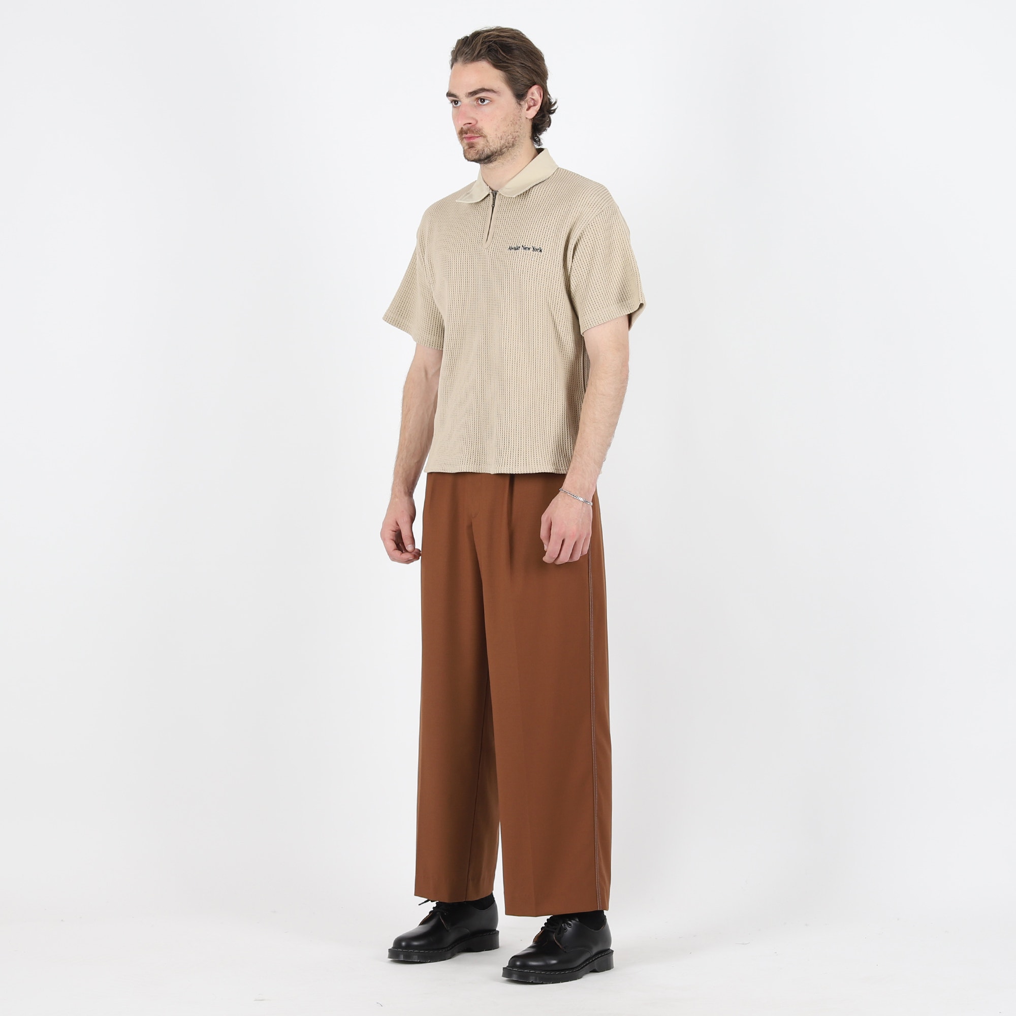 Lightweight Wool Woven Pant - Brown product photo