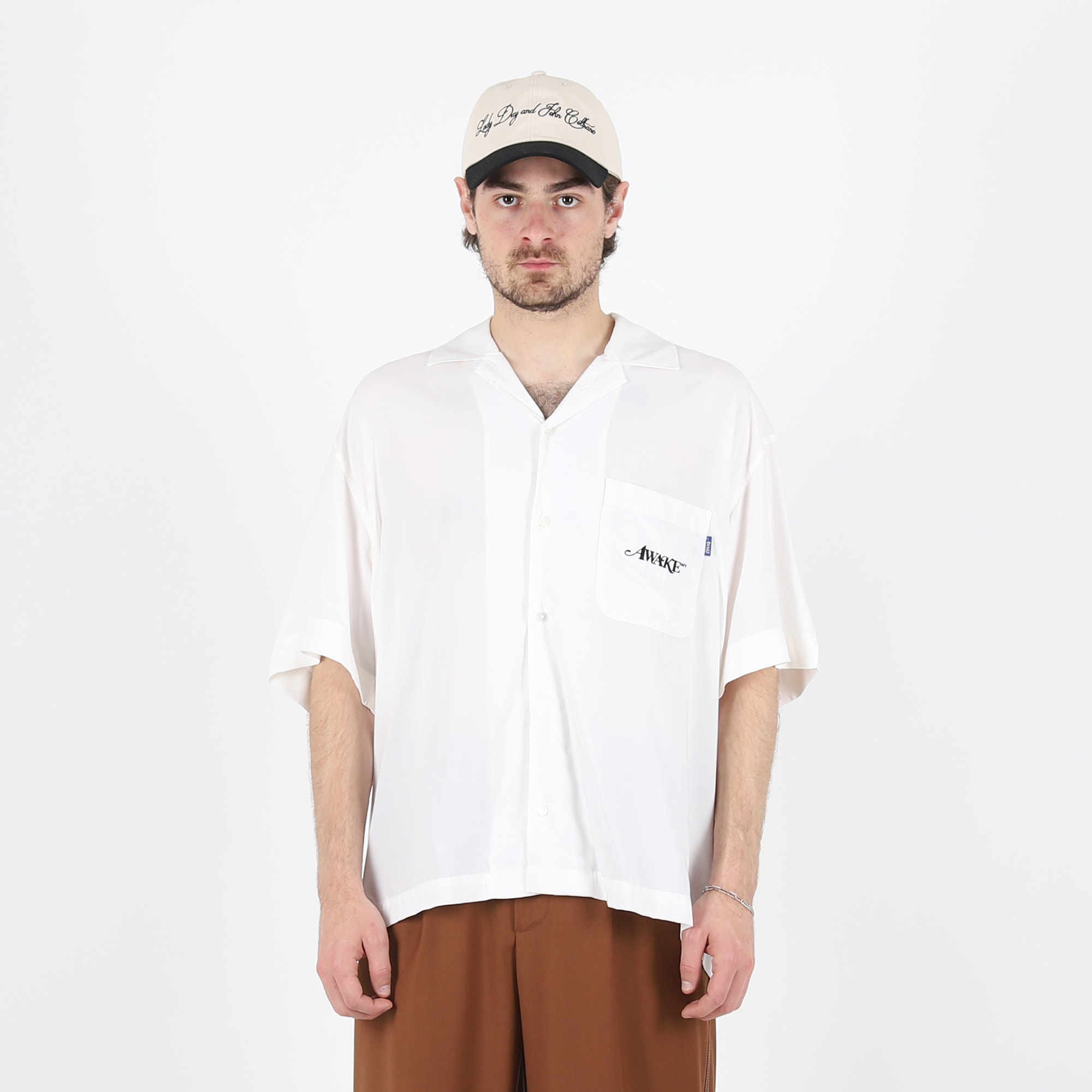 Dice Printed Rayon Camp Shirt - White