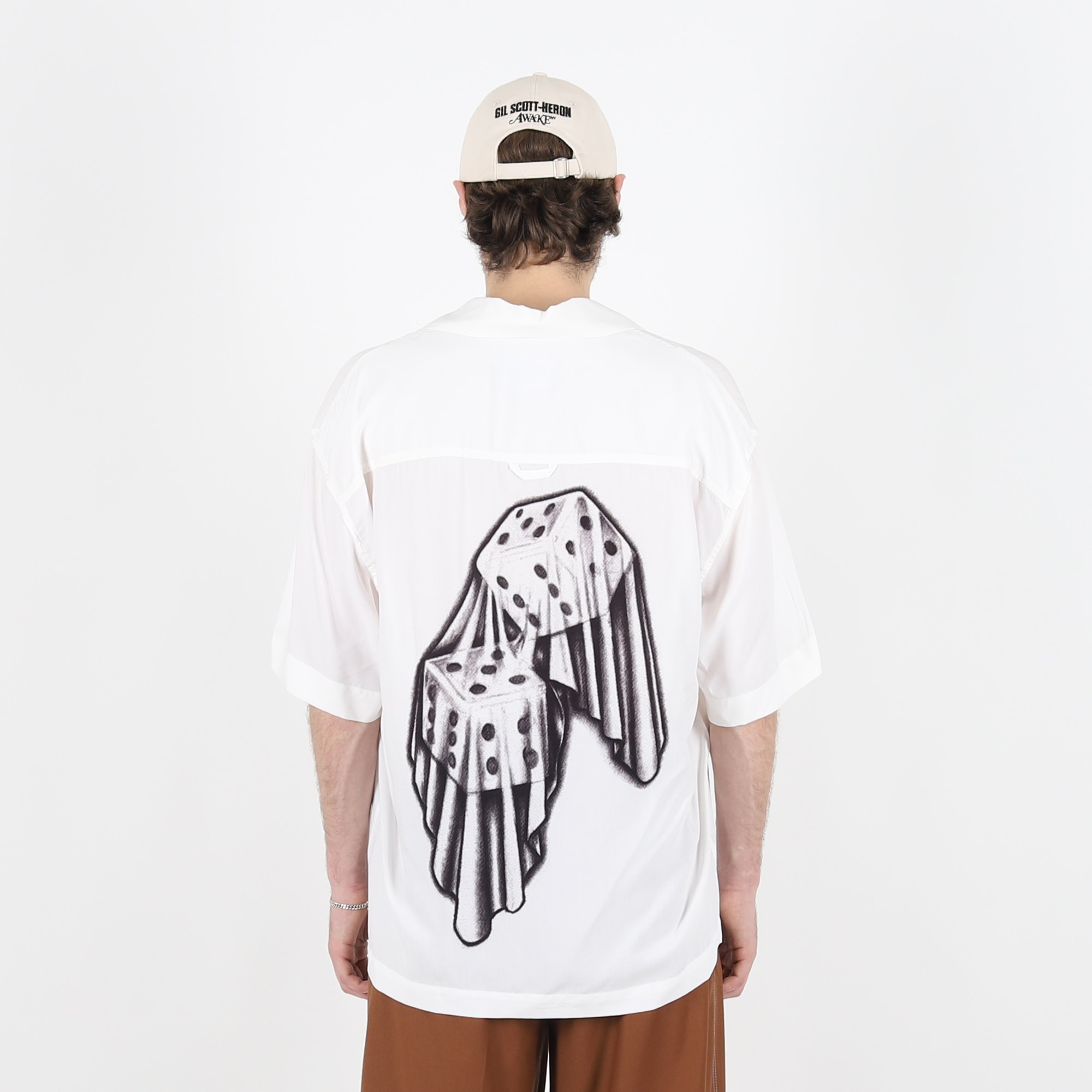 Dice Printed Rayon Camp Shirt - White product photo