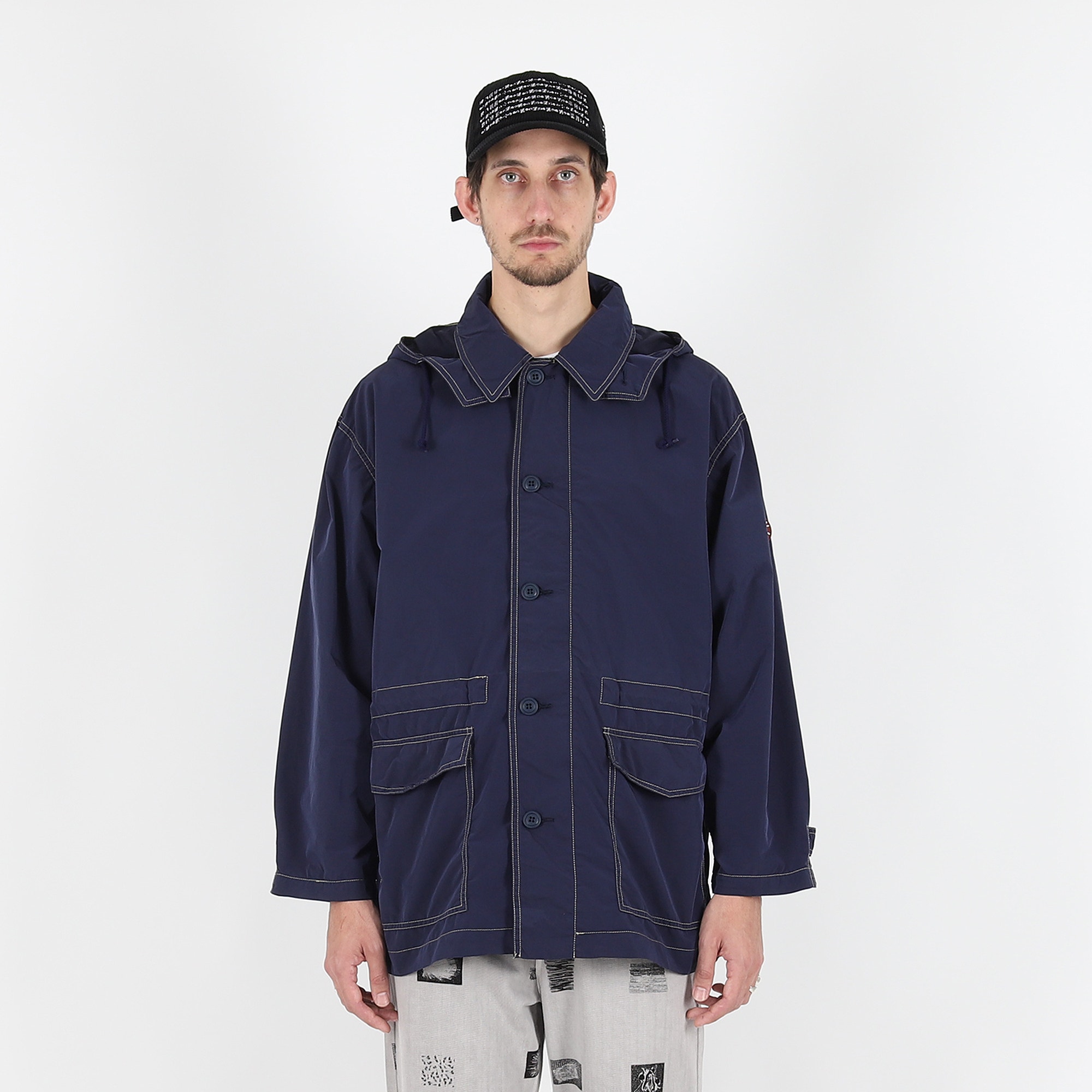Overdye Detach Hood Coat - Navy product photo