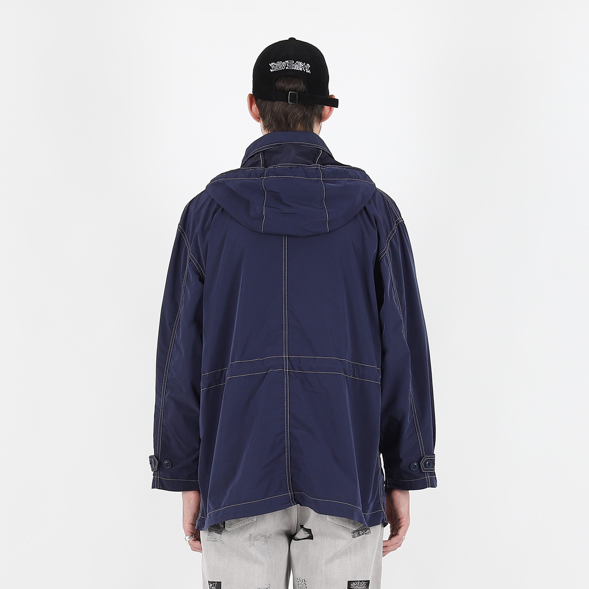 Overdye Detach Hood Coat - Navy product photo