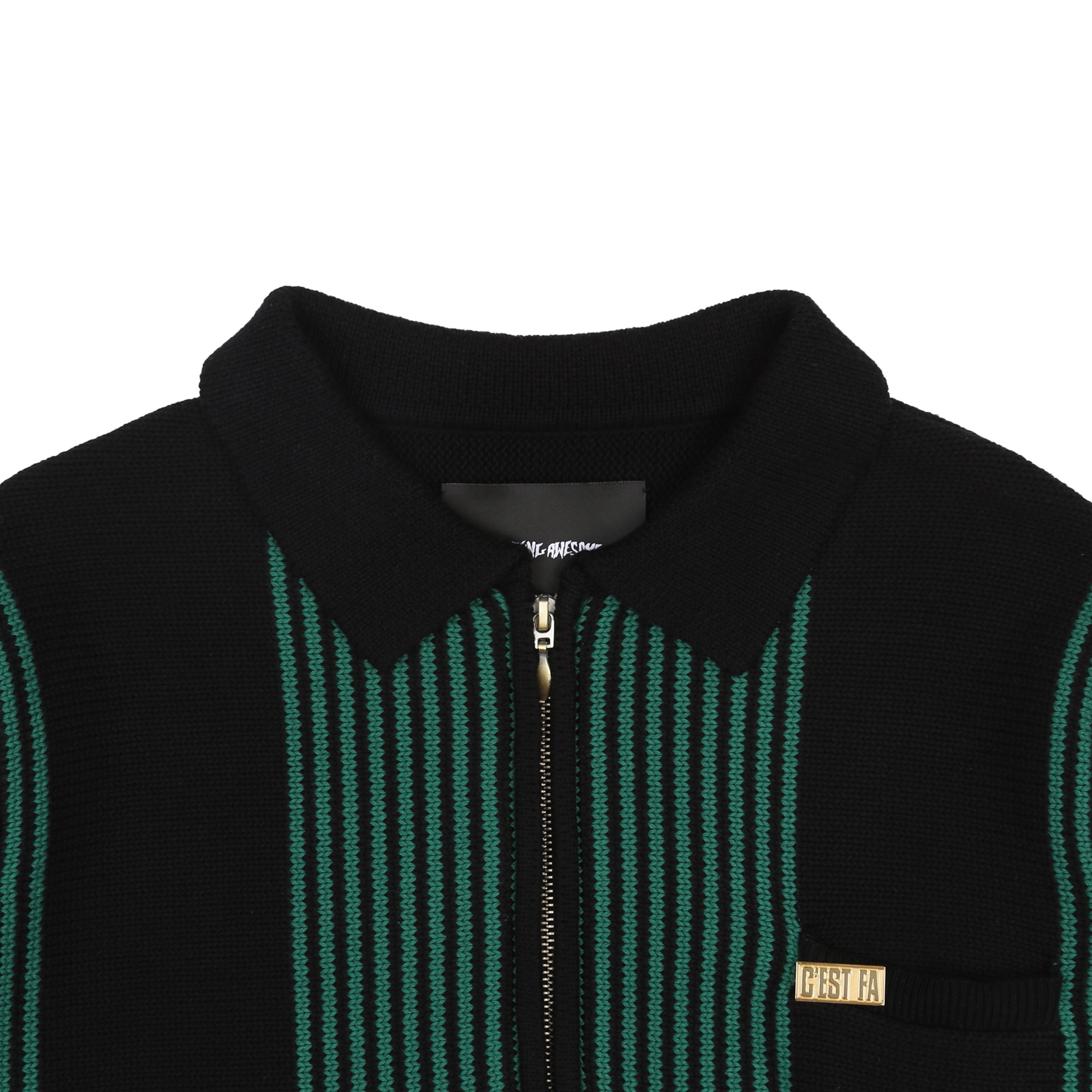Zip Polo Sweater - Black/Green product photo