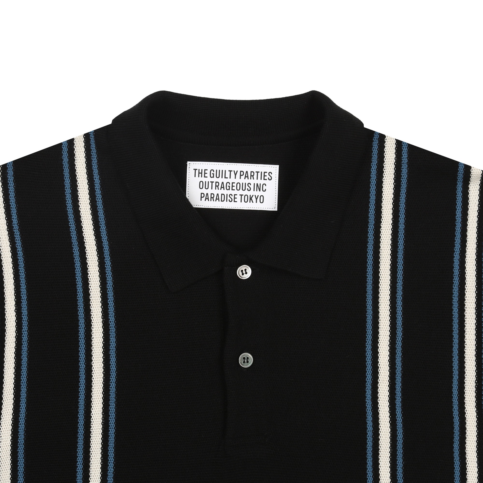 Striped Knit Polo Shirt - Black product photo