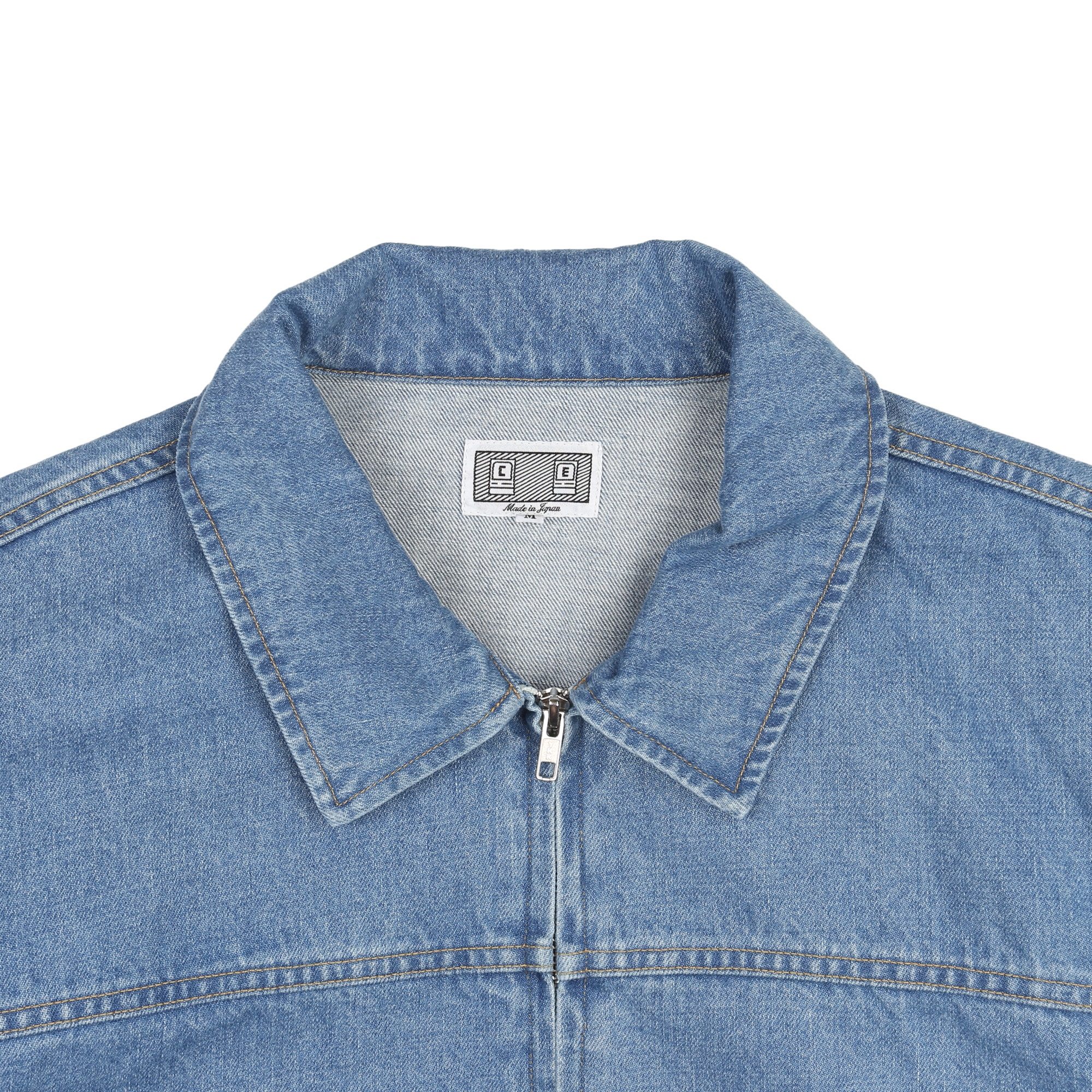 Washed Denim Zip Jacket - Indigo product photo