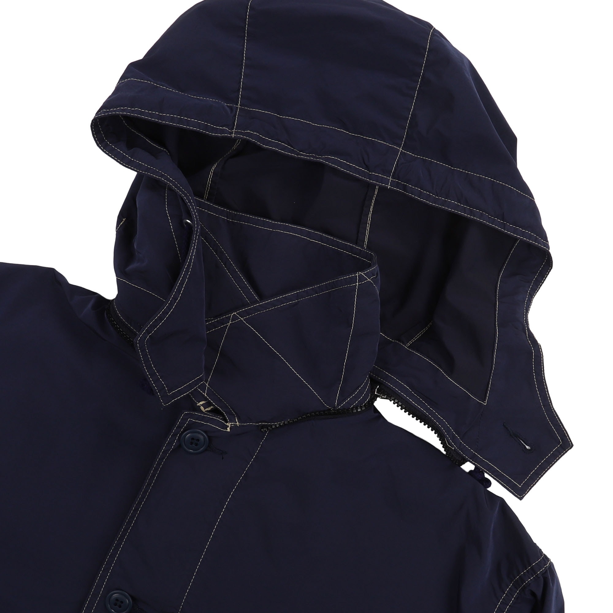 Overdye Detach Hood Coat - Navy