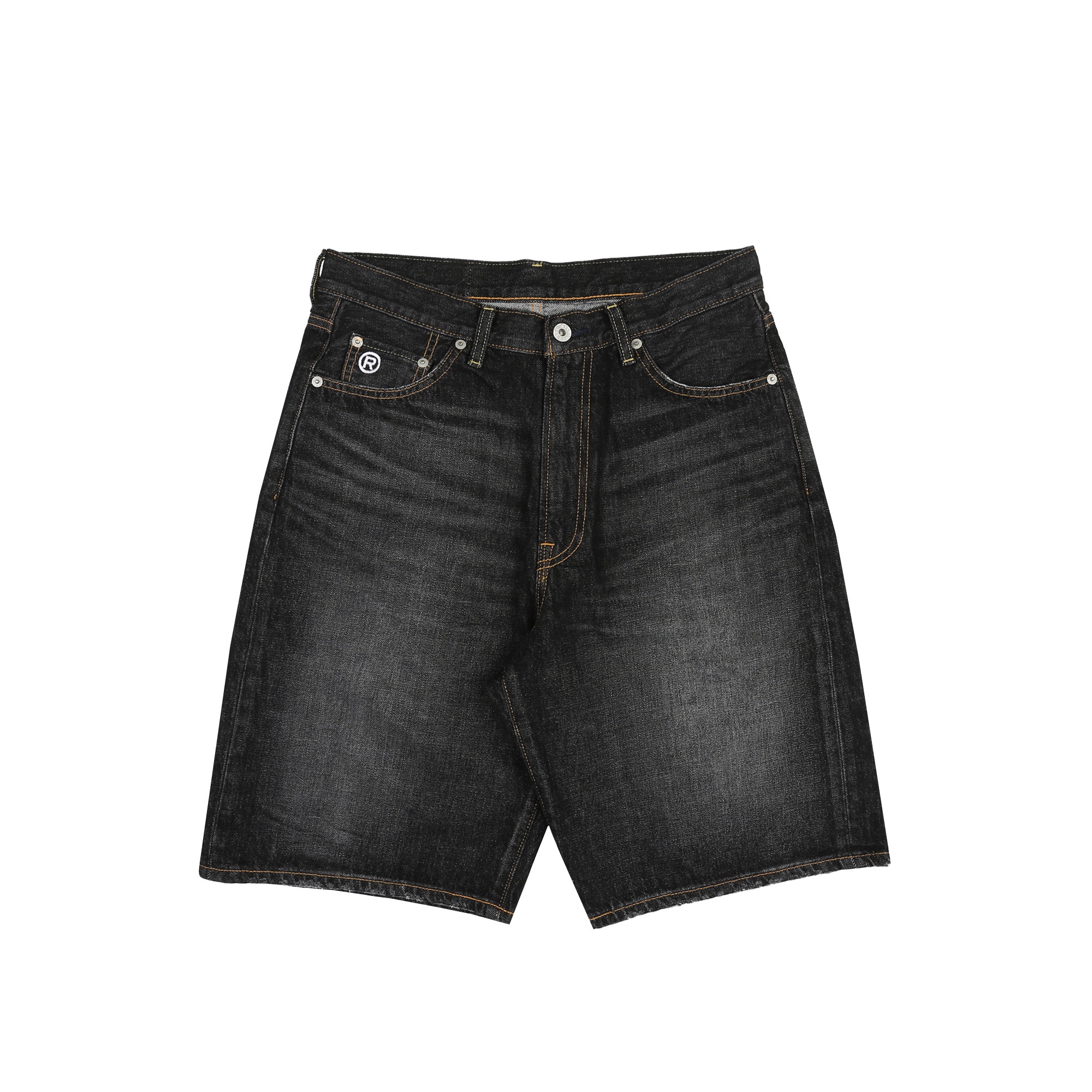 College Relaxed Fit Denim Shorts - Black product photo