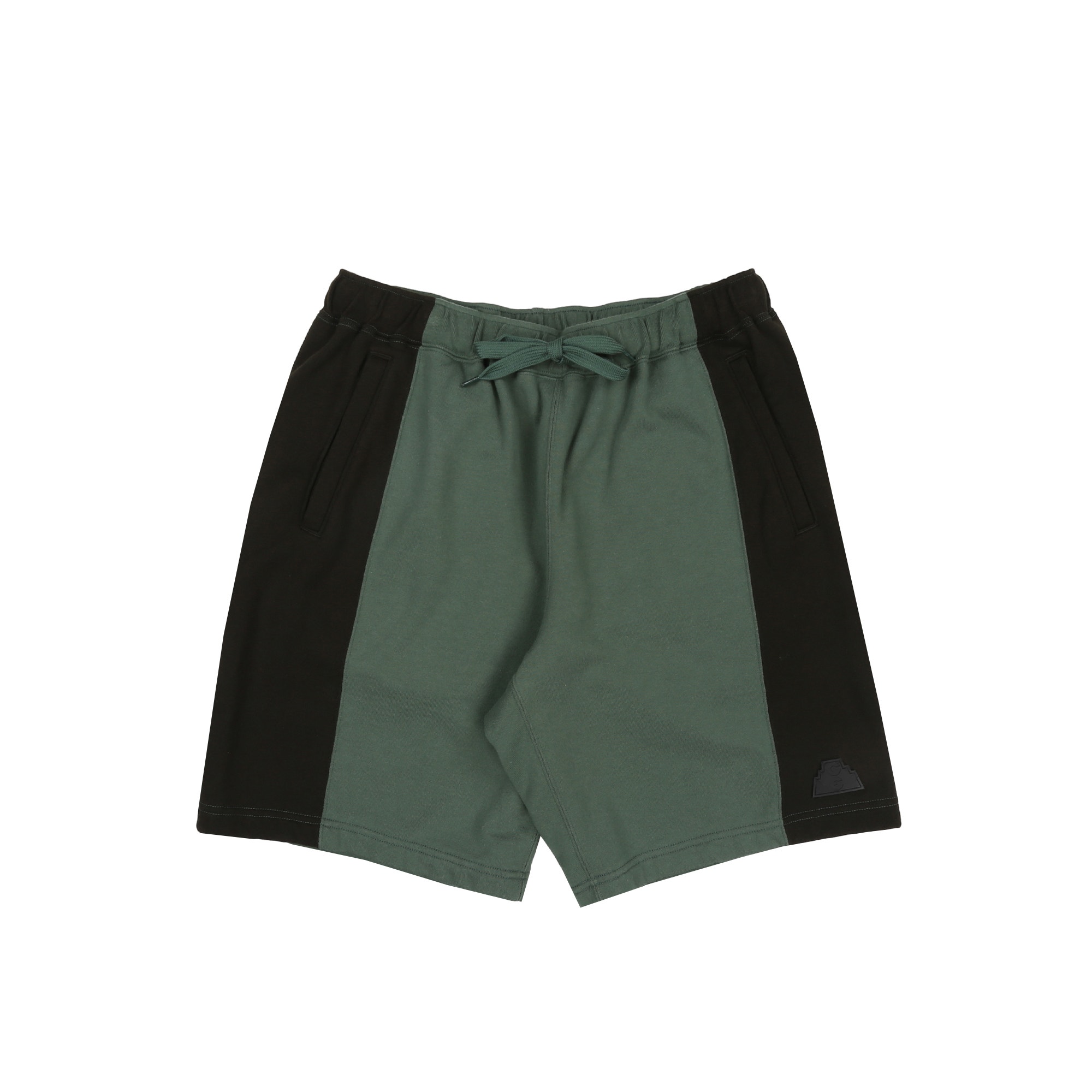 Paneled Two Tone Jog Shorts - Green product photo
