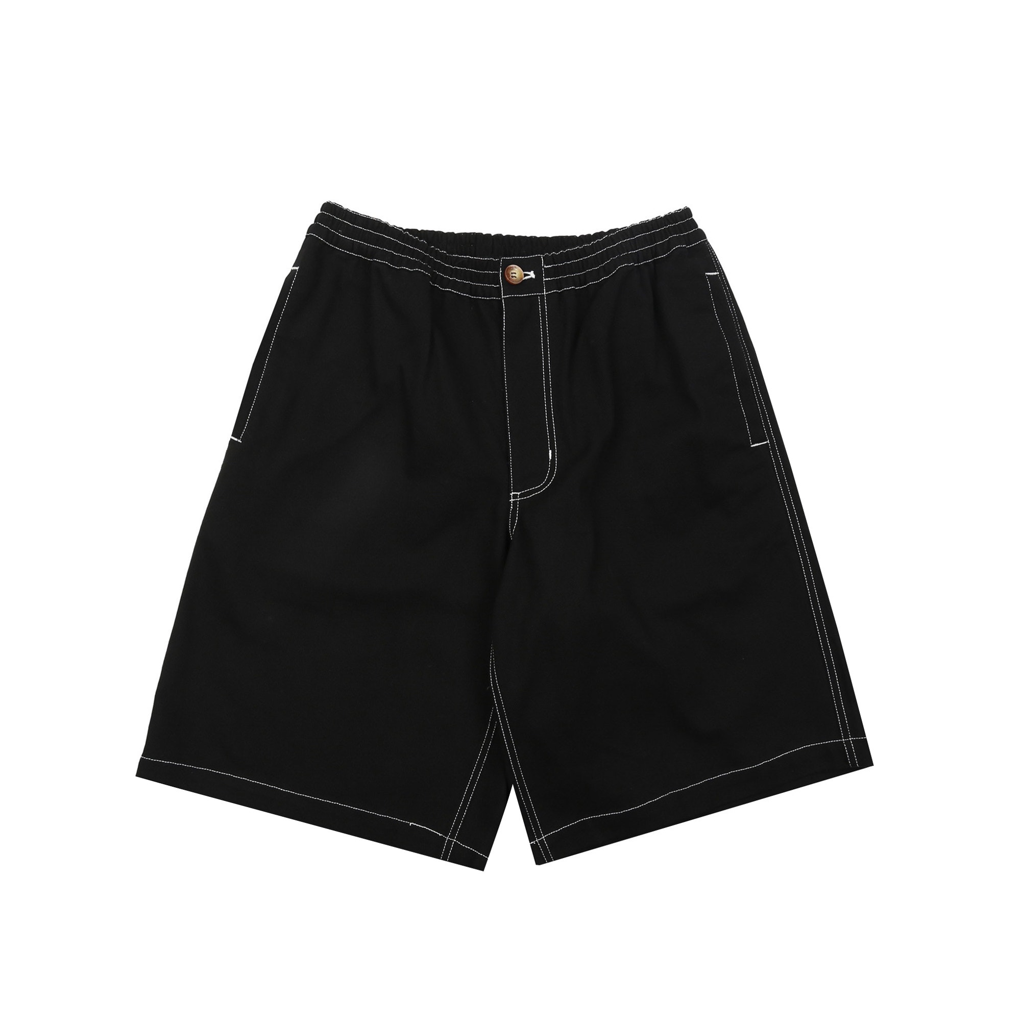 Contrast Stitch Elastic Waist Short - Black product photo