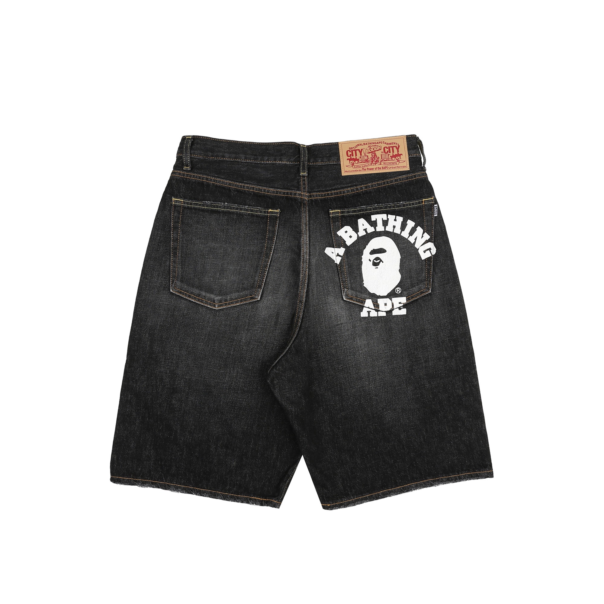 College Relaxed Fit Denim Shorts - Black product photo