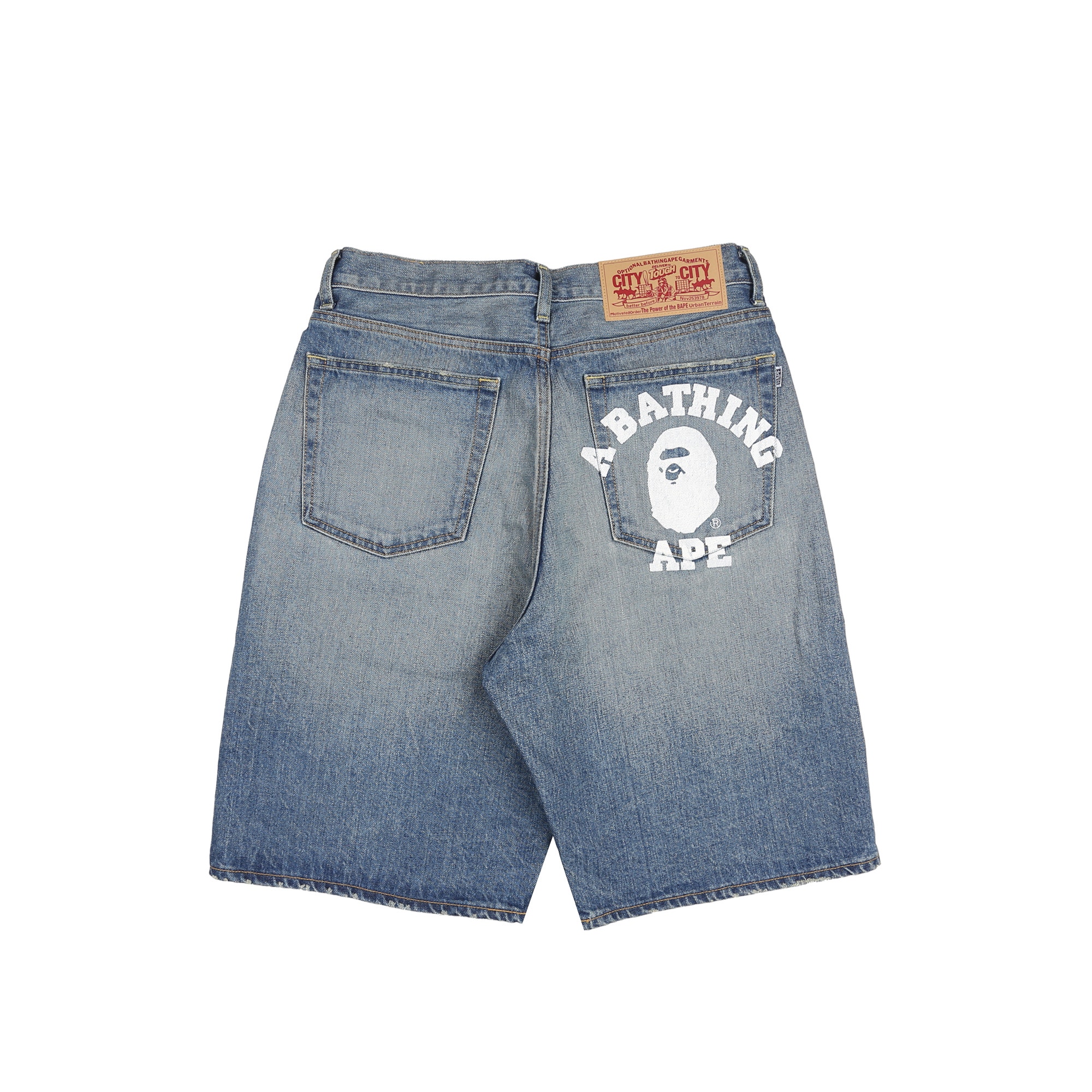 College Relaxed Fit Denim Shorts - Light Indigo product photo