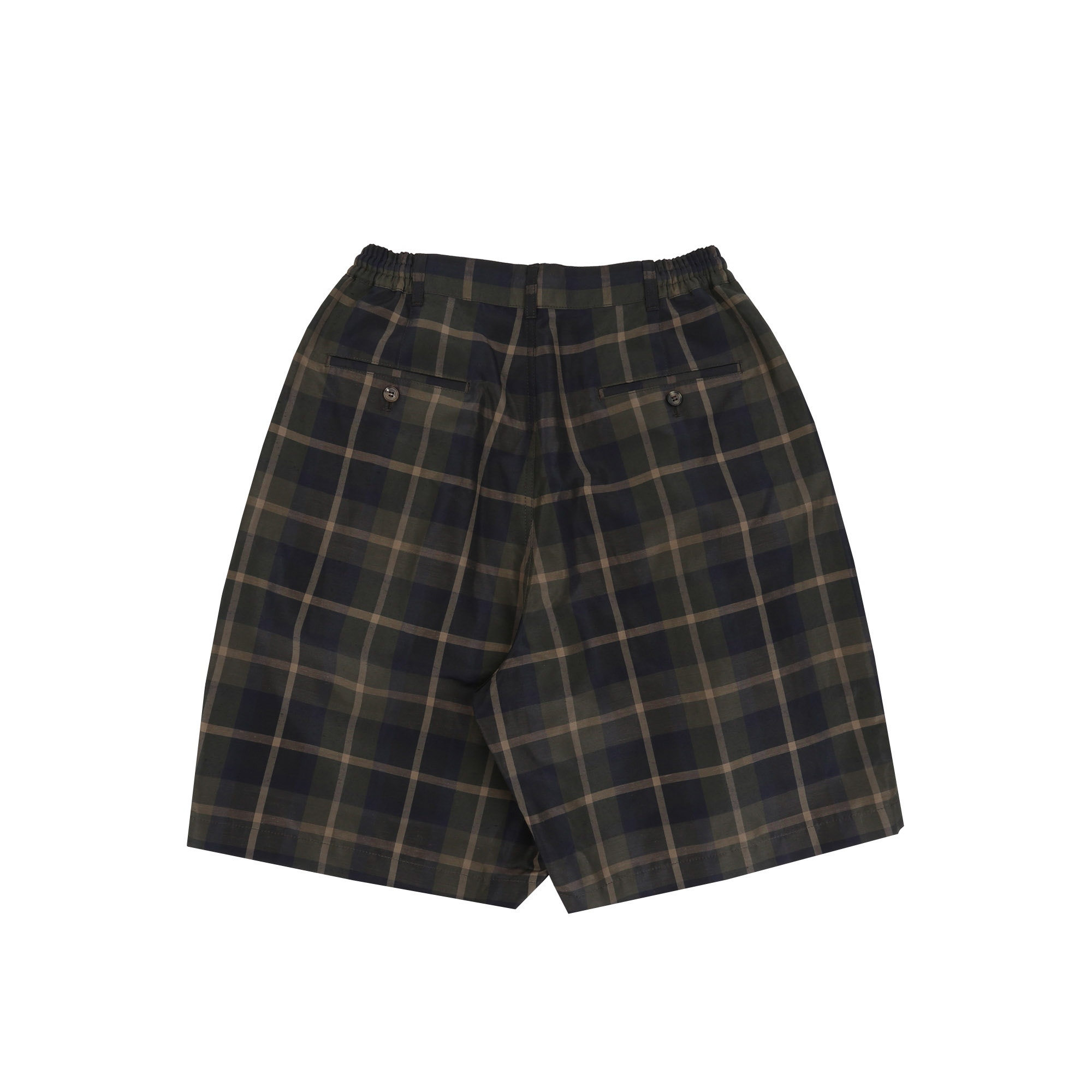 Polyester Linen Weather Check Shorts - Khaki product photo