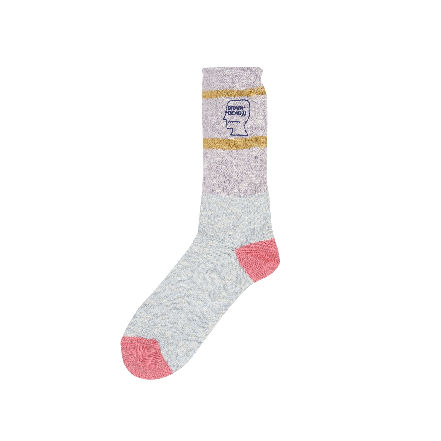 Slub 2 Stripes Crew Sock - Light Blue product photo