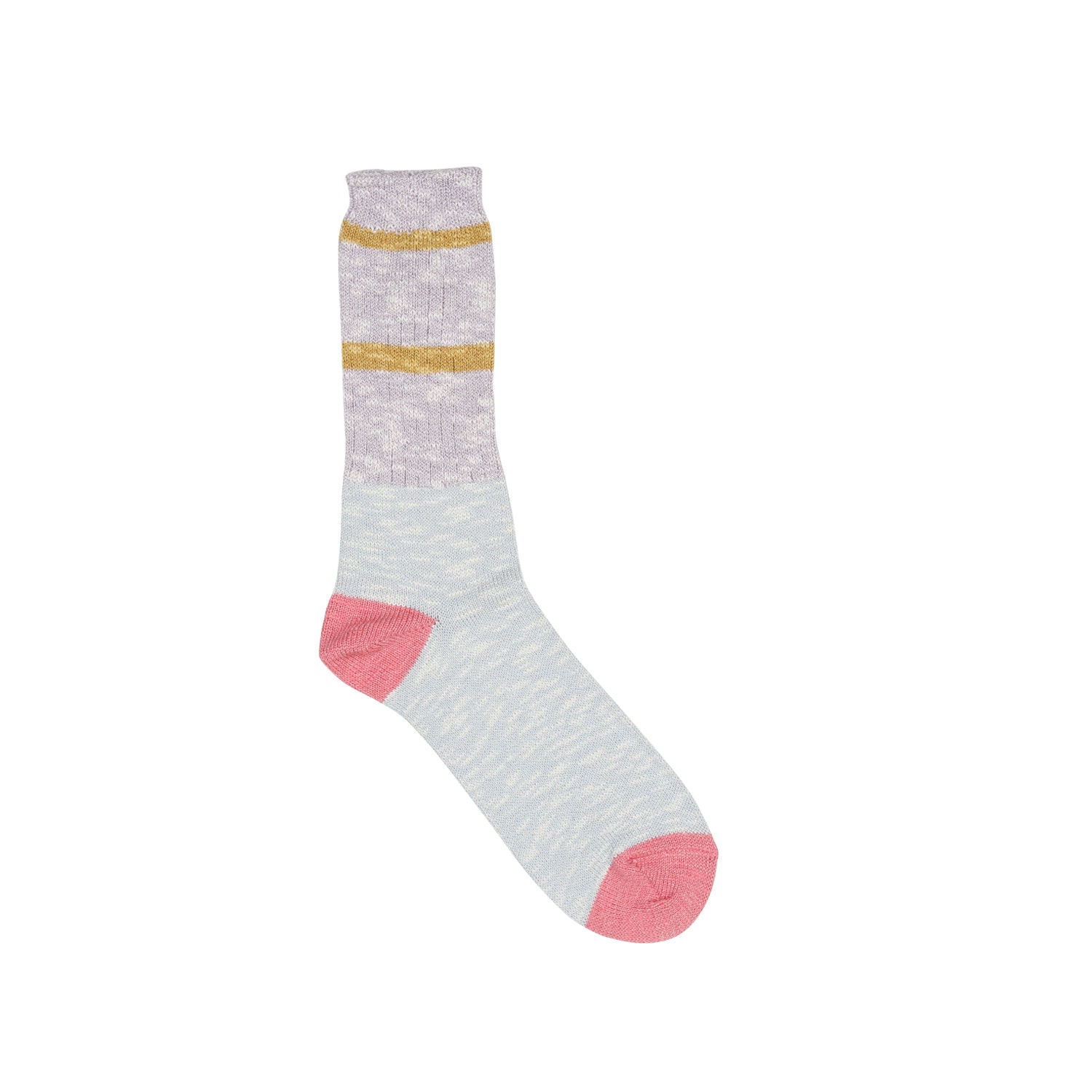Slub 2 Stripes Crew Sock - Light Blue product photo