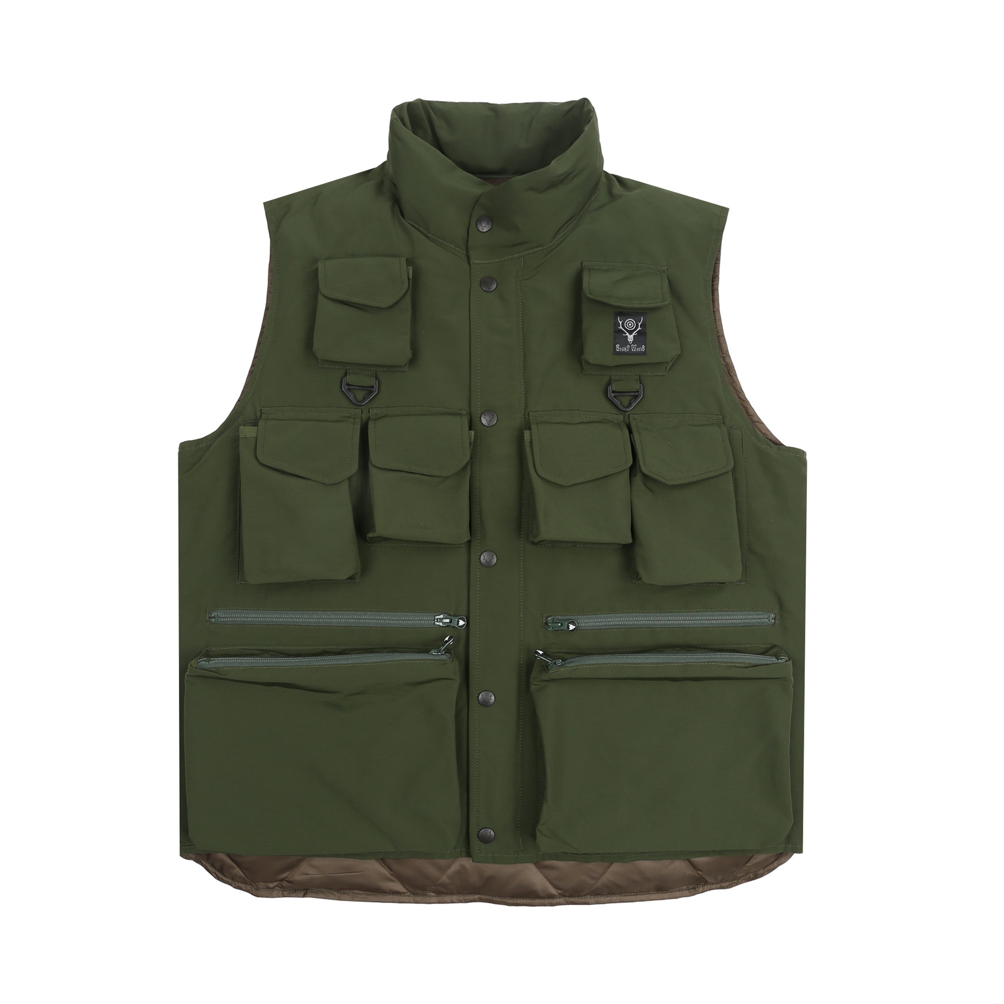 Multi-Pocket Zipped Vest - Green product photo