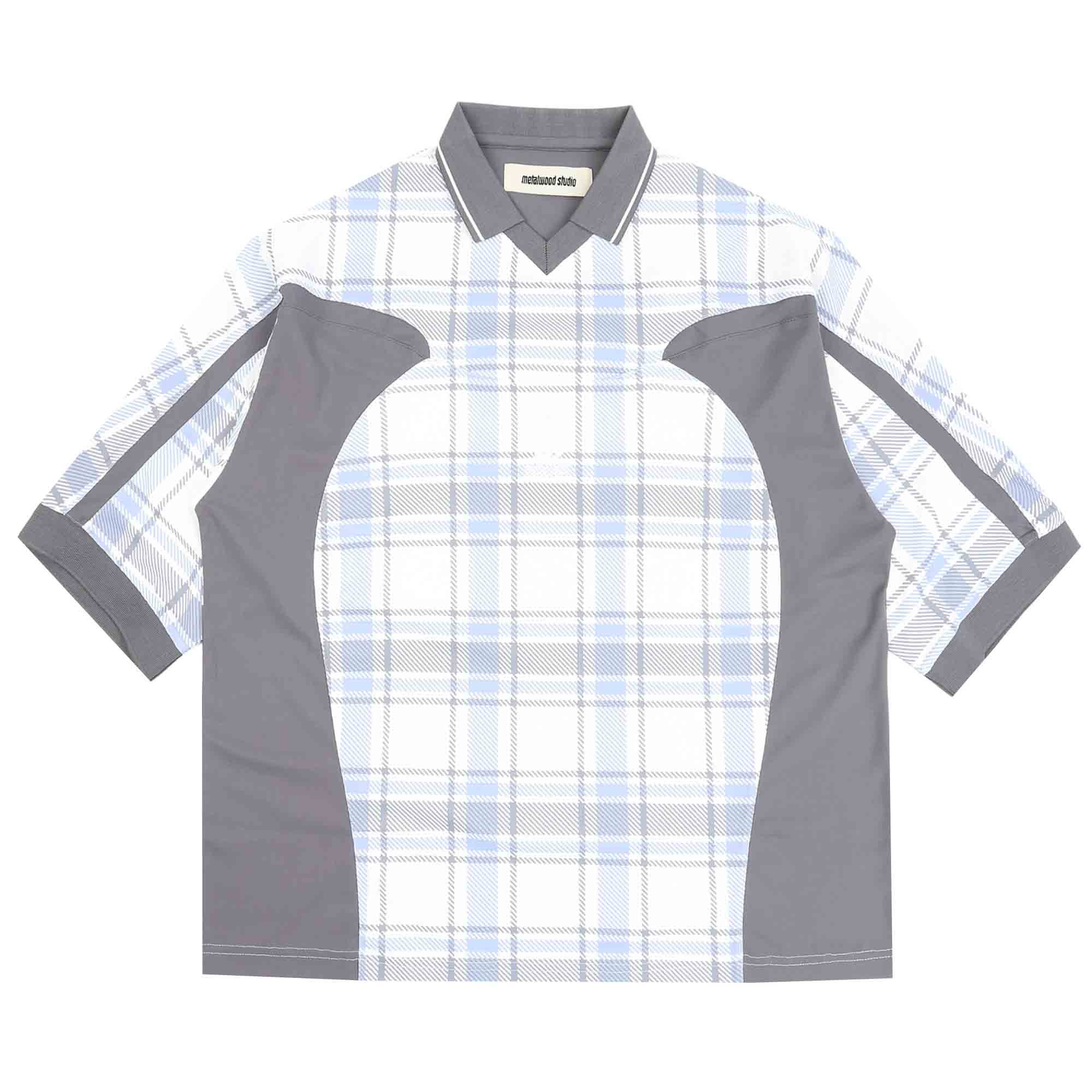 Paneled 3/4 Sleeve Polo - Ice product photo