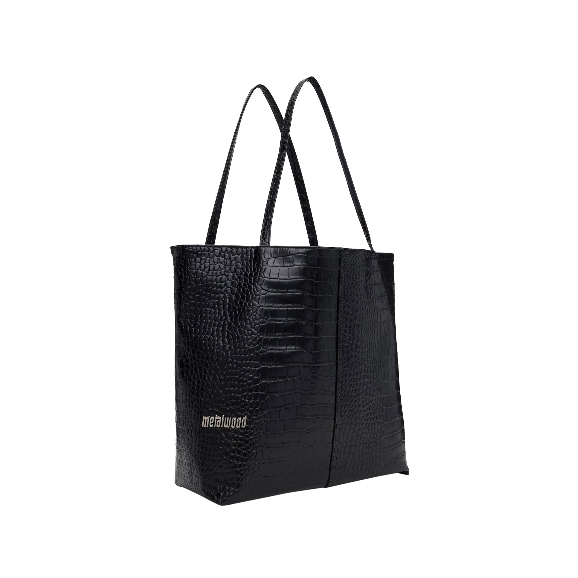Metal Logo Stud Croc Tote - Black product photo