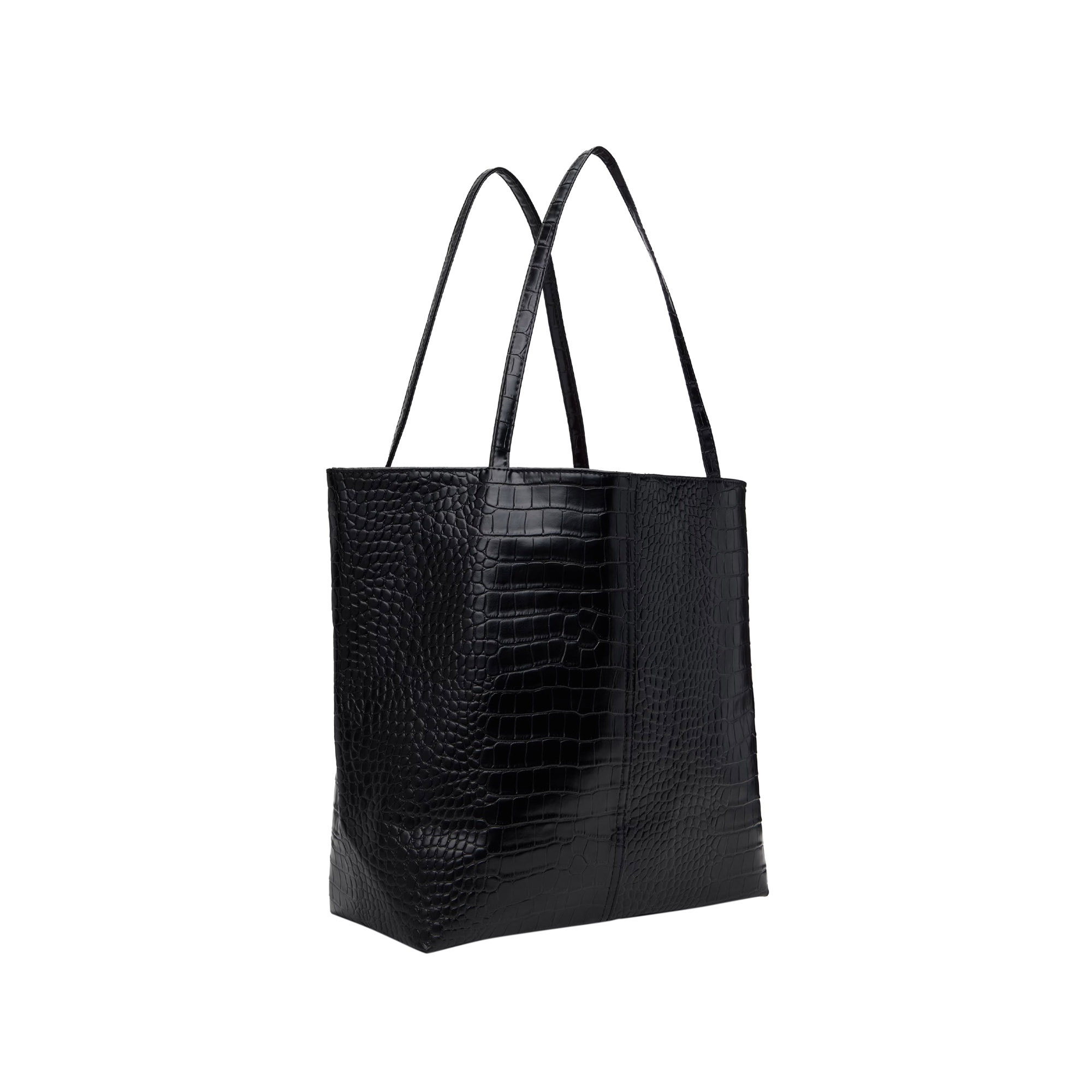 Metal Logo Stud Croc Tote - Black product photo